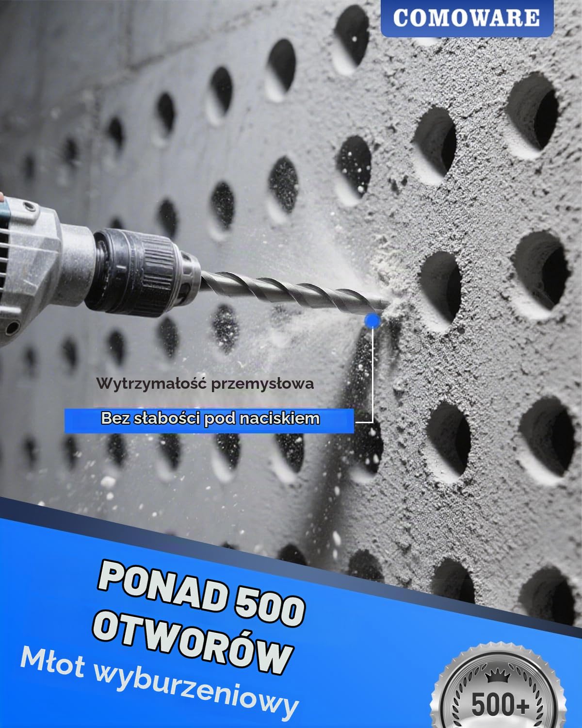 Detalle 2 de COMOWARE zestaw wierteł i dłut SDS-Plus do betonu, 17 elementów z futerałem