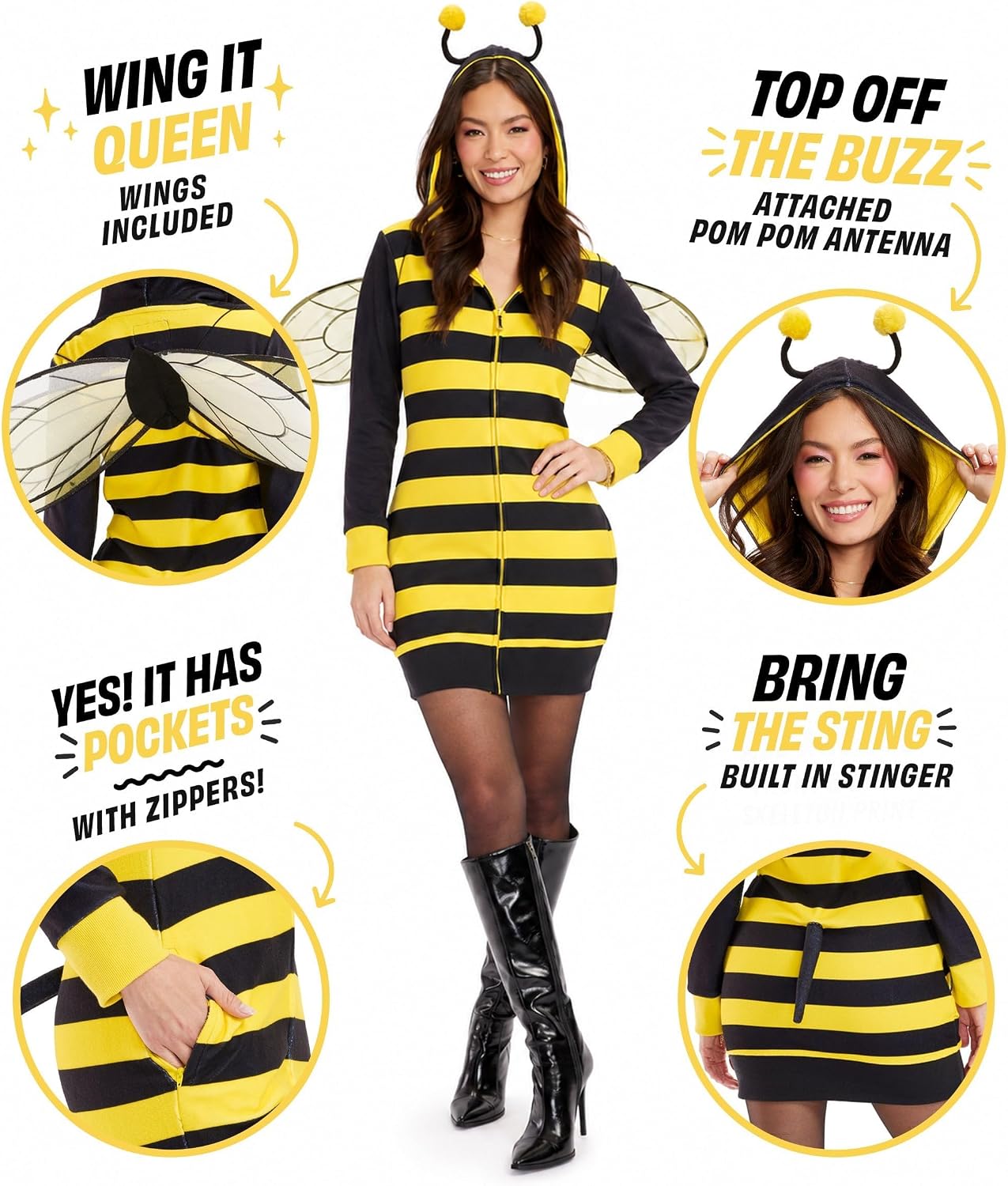 Detalle de Tipsy Elves Women's Halloween Costume Dress with 3D Details and Front Zipper