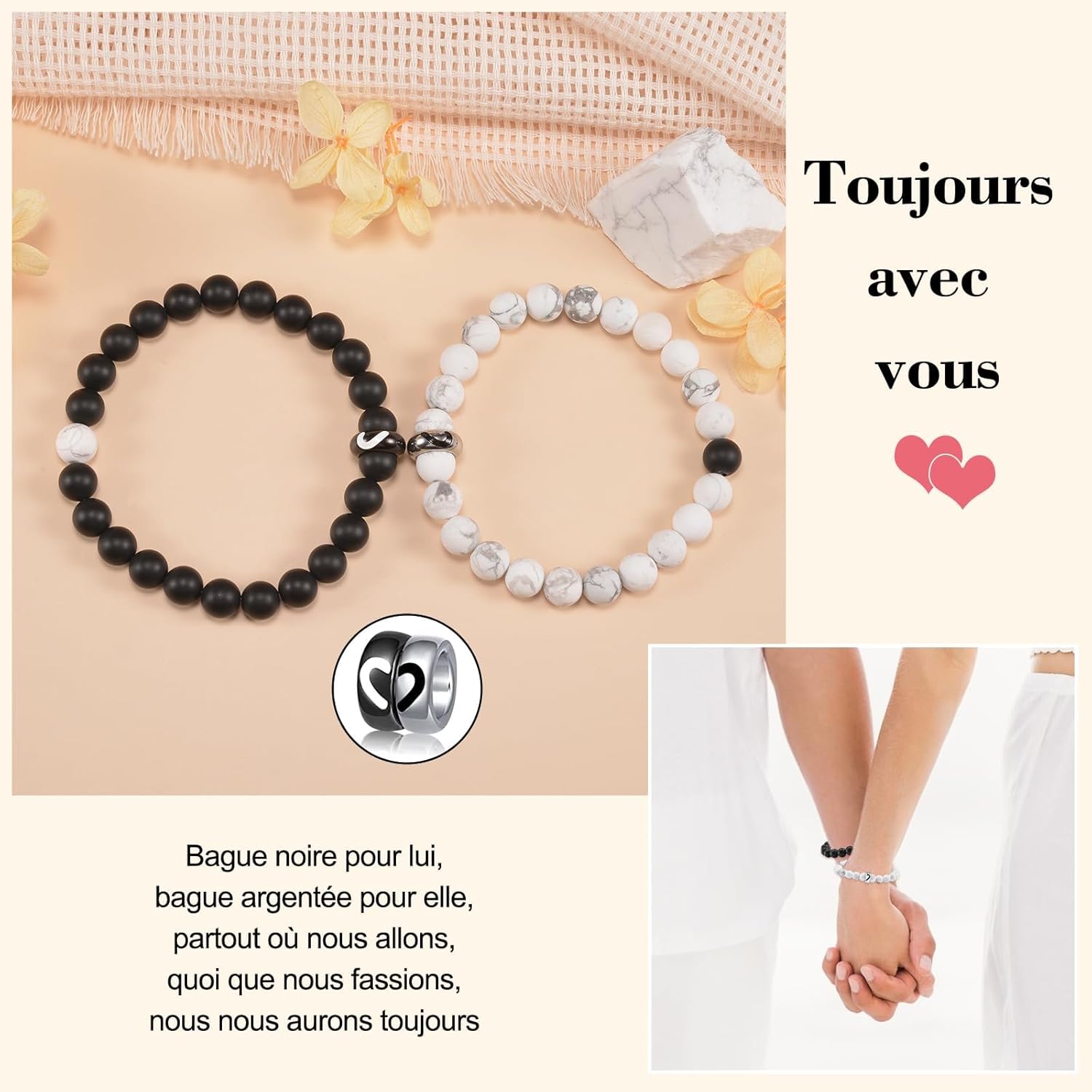 Thumbnail 3 de YELUWA Bracelet couple 8 mm