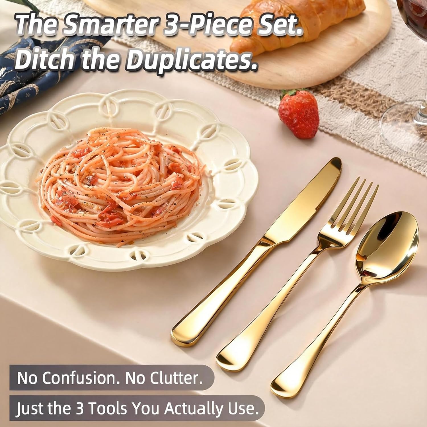 Detalle 2 de Gold Stainless Steel Flatware Set for 20
