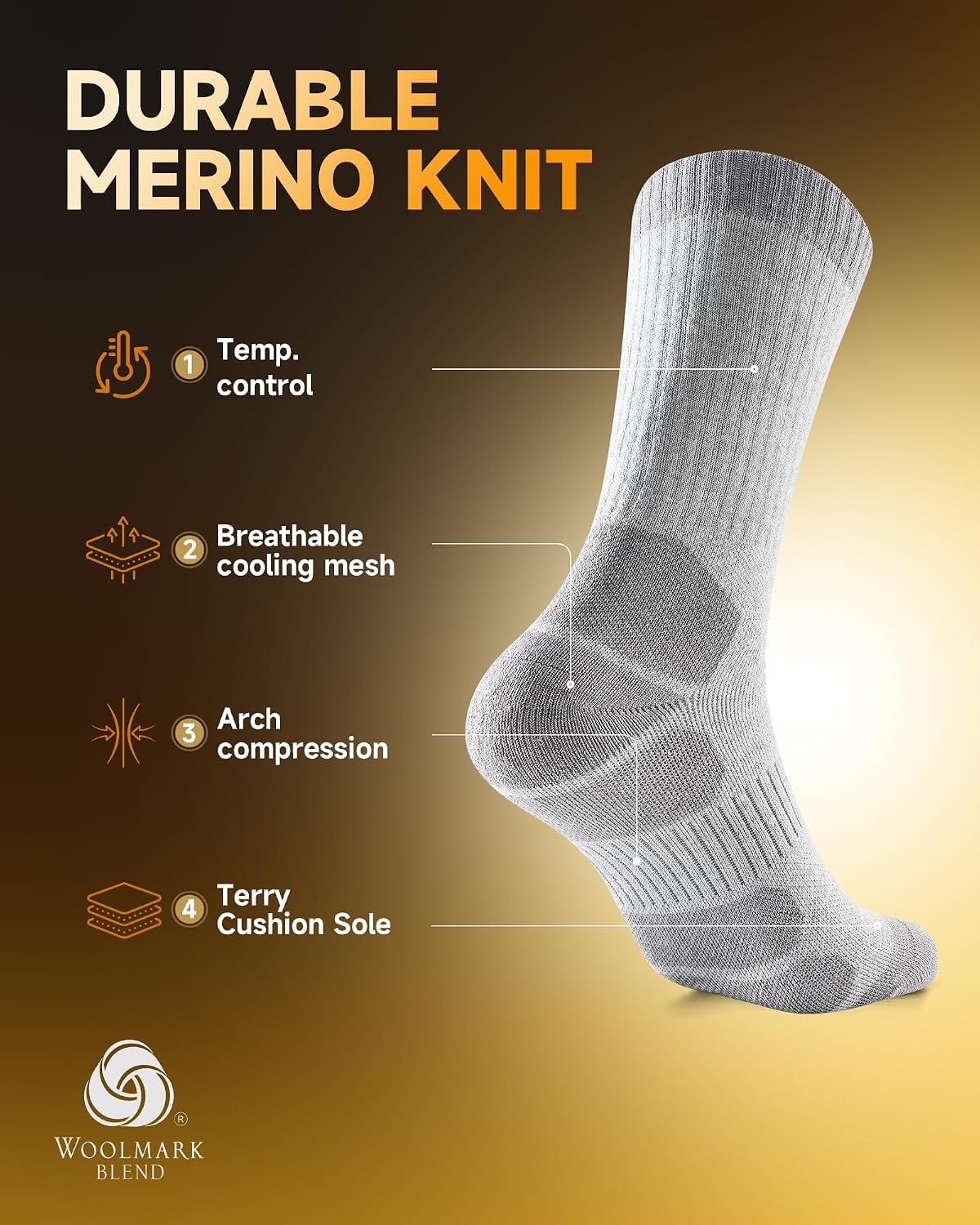 Thumbnail 3 de PULIOU Merino Wool Socks 3 Pairs