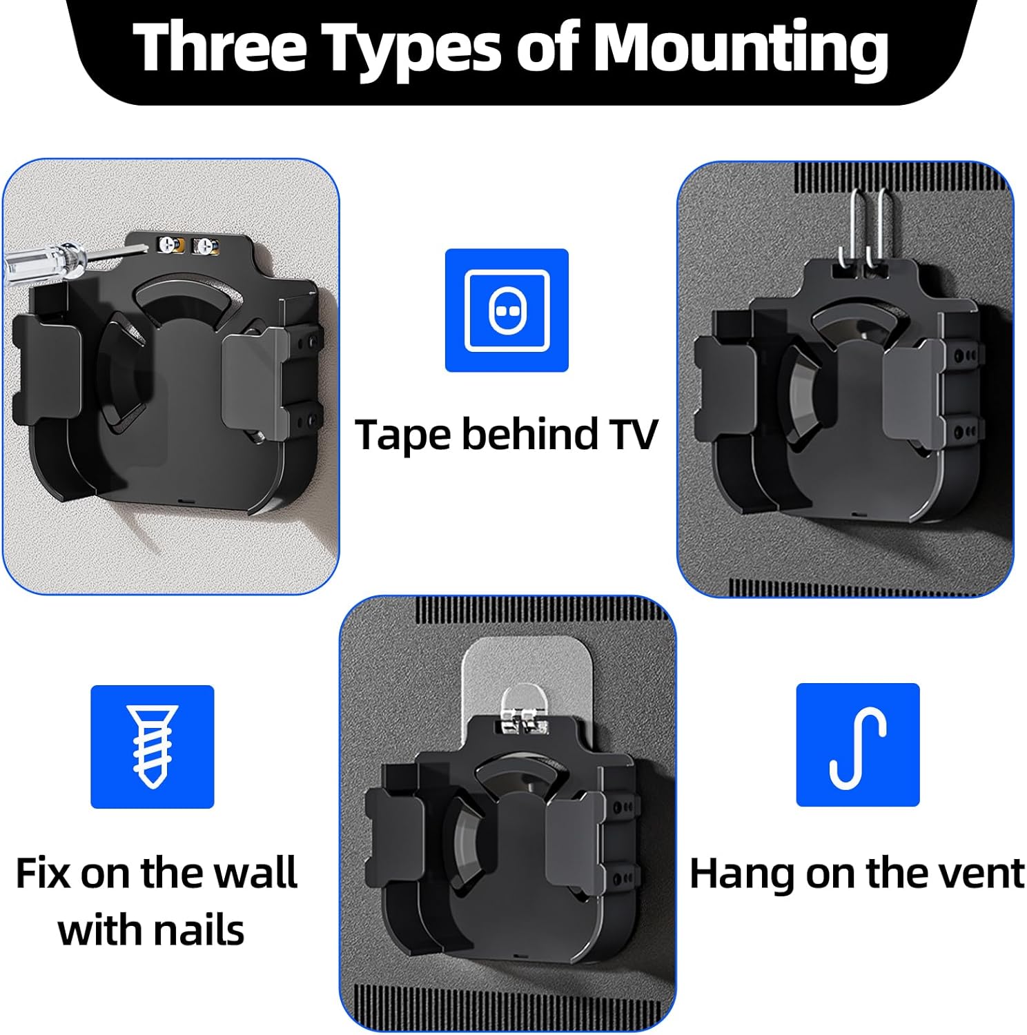 Detalle de Cozcty Mount for Apple TV: Wall-Mmounted Behind-TV Bracket (Black) for All Generations