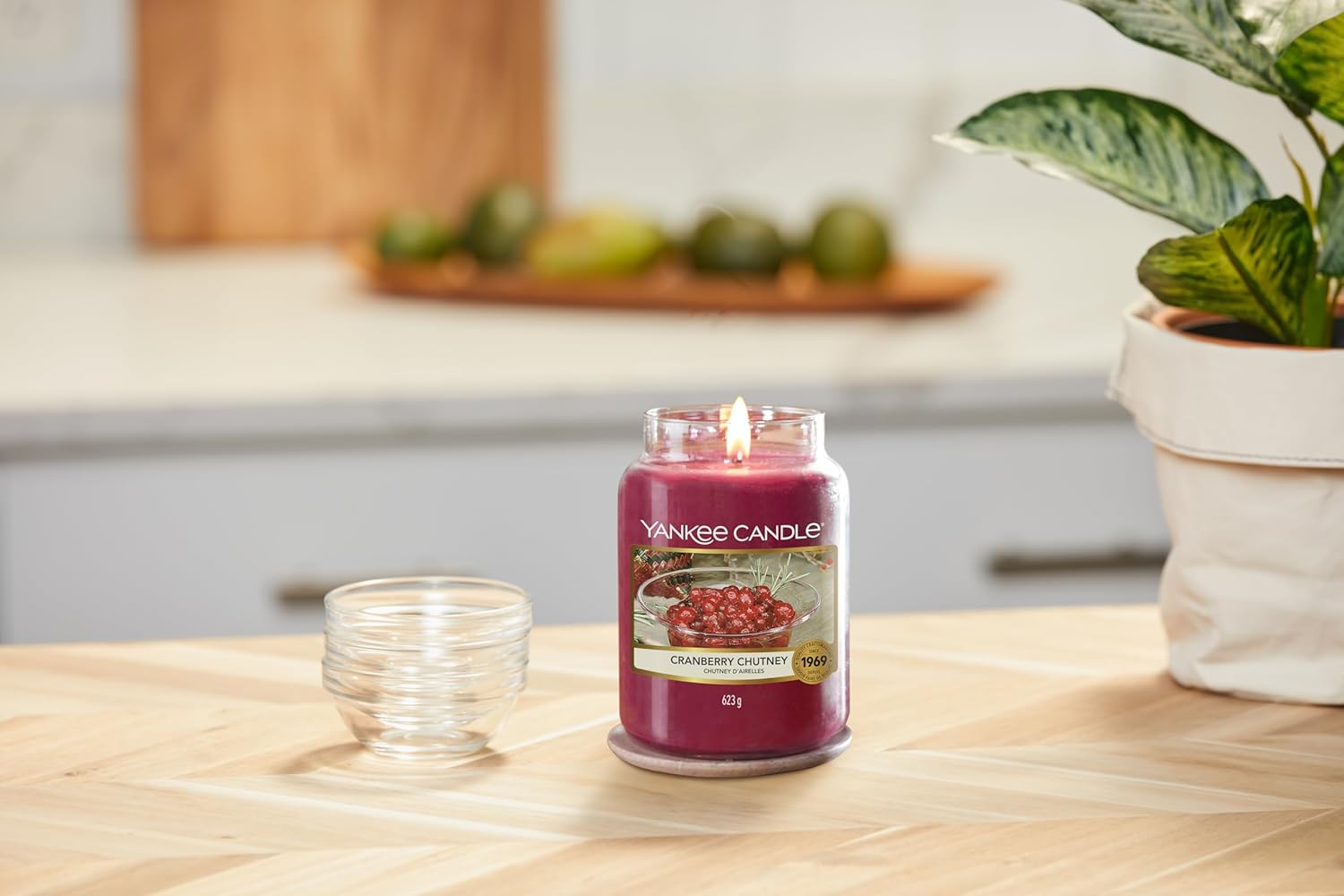 Detalle 2 de Yankee Candle Duftkerze im Glas (groß) Cranberry Chutney – bis zu 150 Stunden Duft