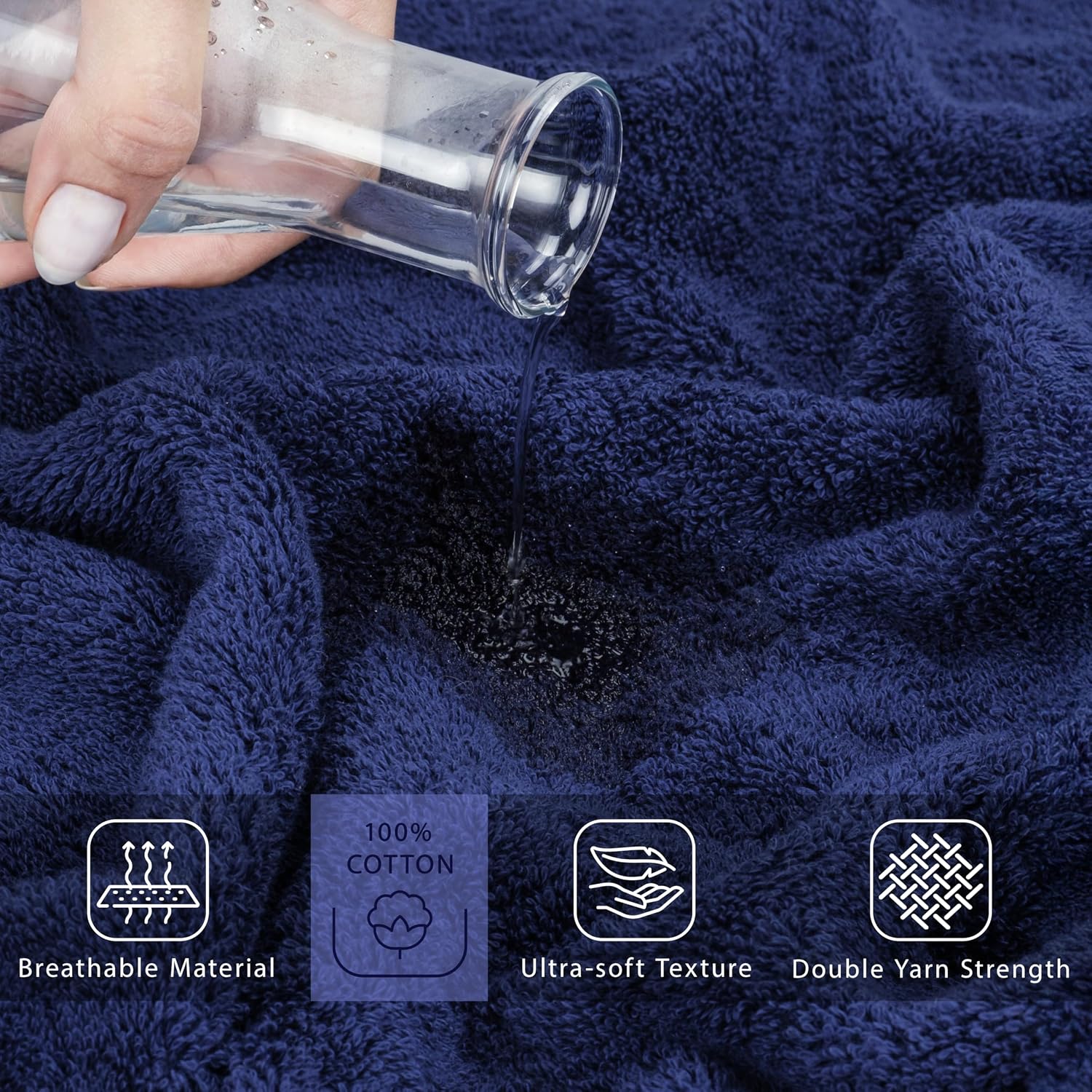 Detalle 2 de Cotton Paradise 100% Cotton Oversized Bath Sheet, 40x80" Turkish Towel (Navy)