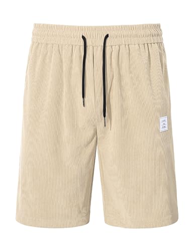 Thumbnail 2 de TARAINYA Pana Pantalones Cortos Hombre Algodón Cordón Elástico Casual Shorts Caqui Claro M