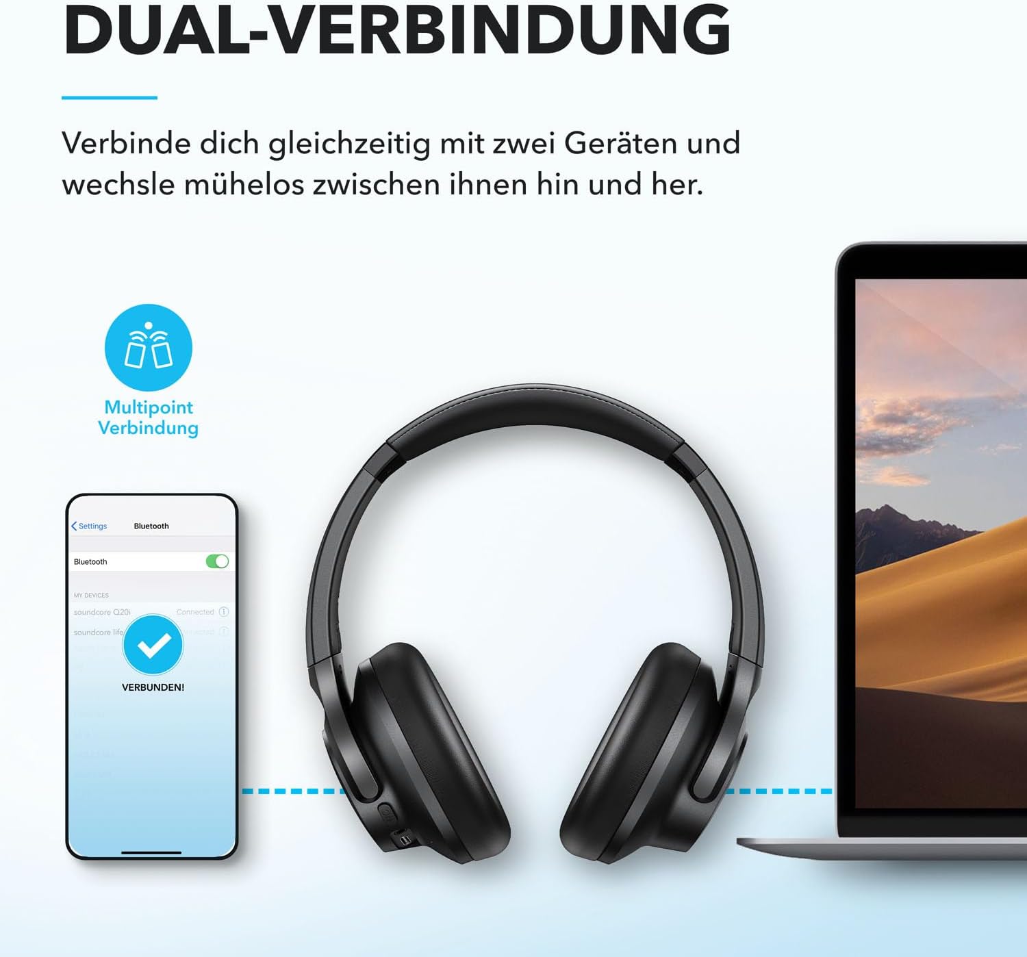 Thumbnail 6 de soundcore by Anker Q20i kabelloser Bluetooth Over-Ear-Kopfhörer