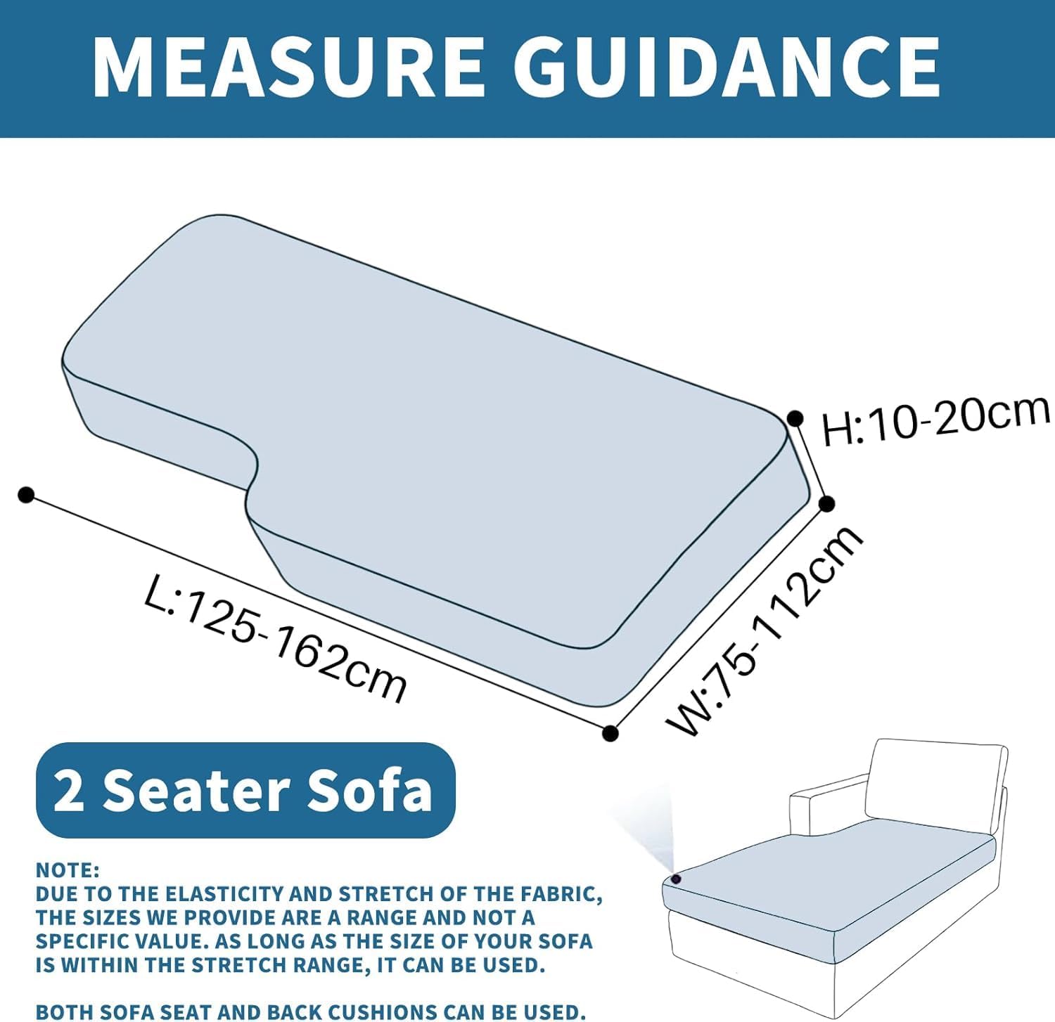 Detalle de Ystyle Funda Asiento Sofa Crema Chaise Longue