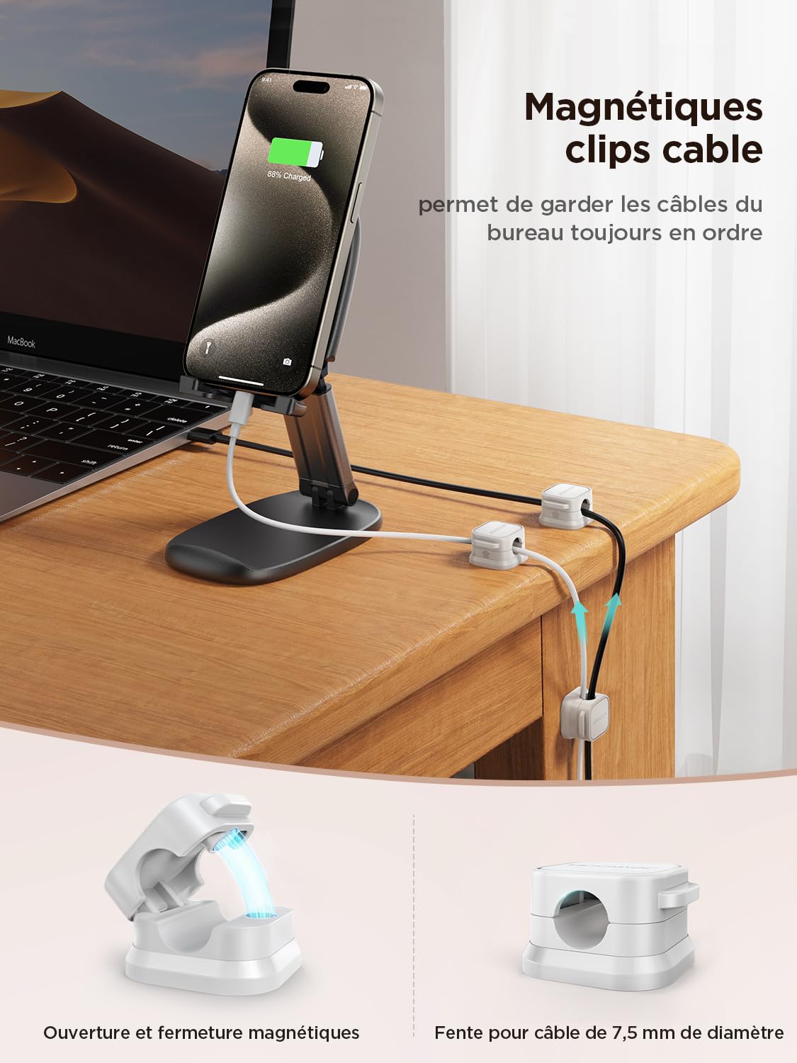 Detalle 2 de JOYROOM 6 Pack Clips Câble Organisateur 7,5 mm