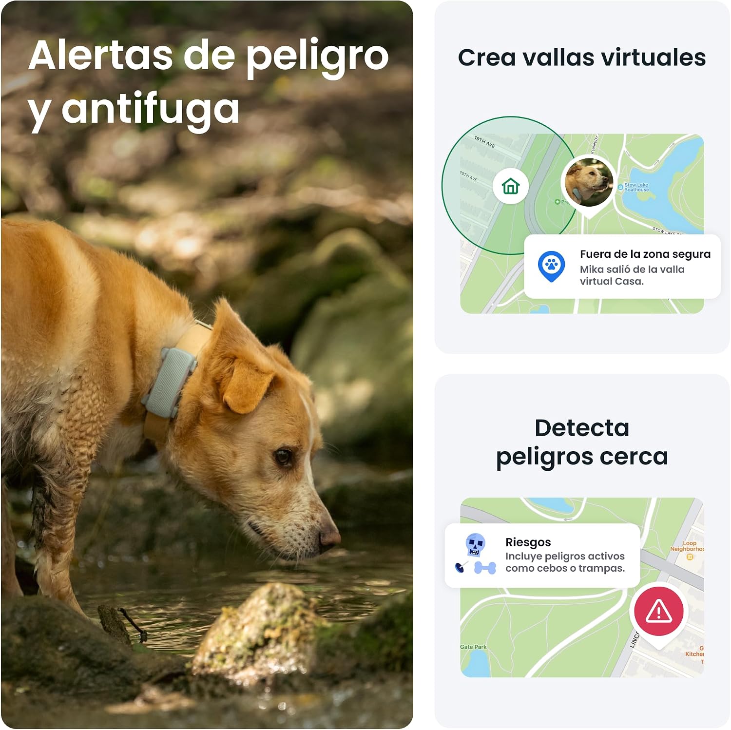 Detalle de Tractive GPS perros 2025 Edición — Localización en tiempo real, salud y alertas de fuga