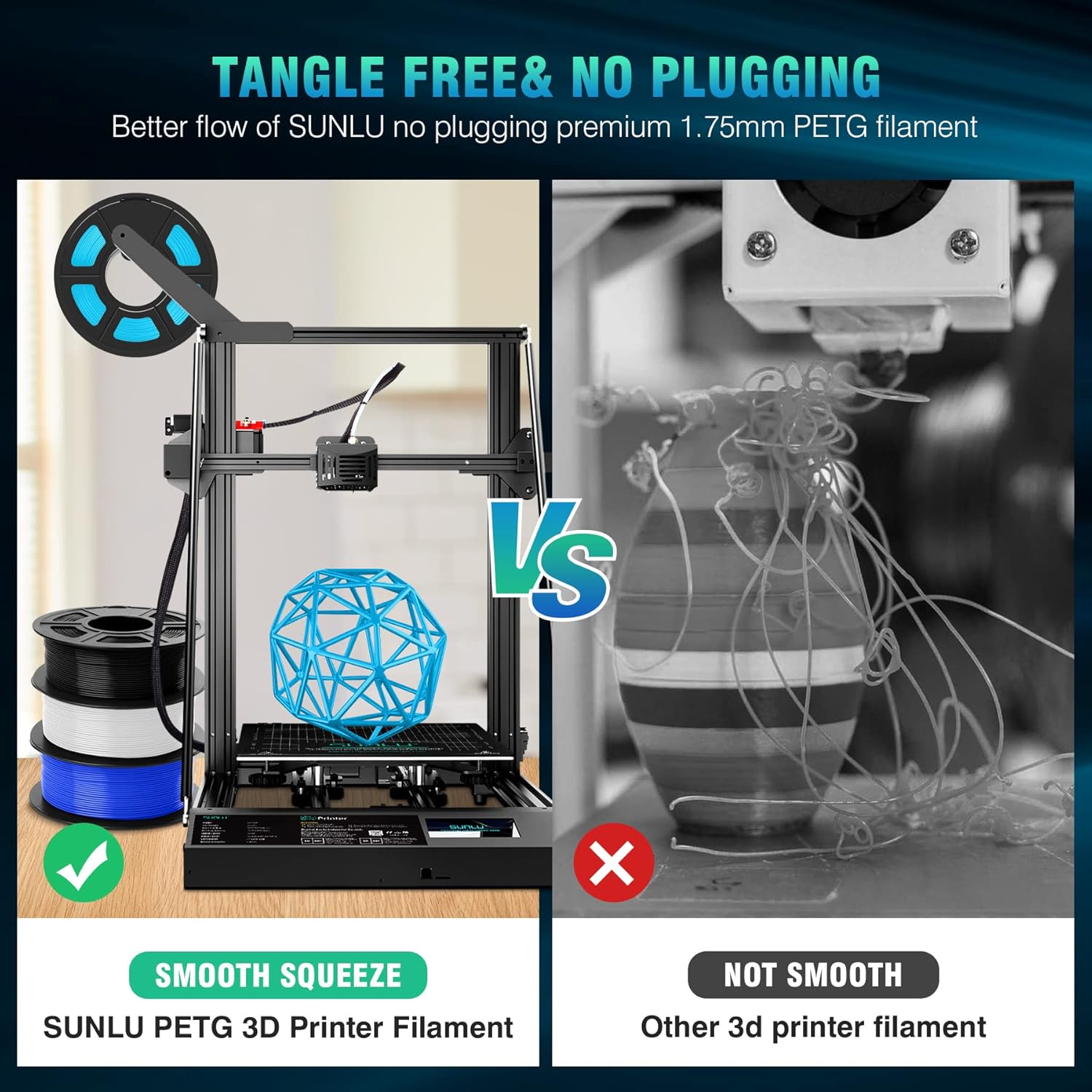 Detalle 2 de SUNLU PETG 1.75 mm 1kg spool PETG filament