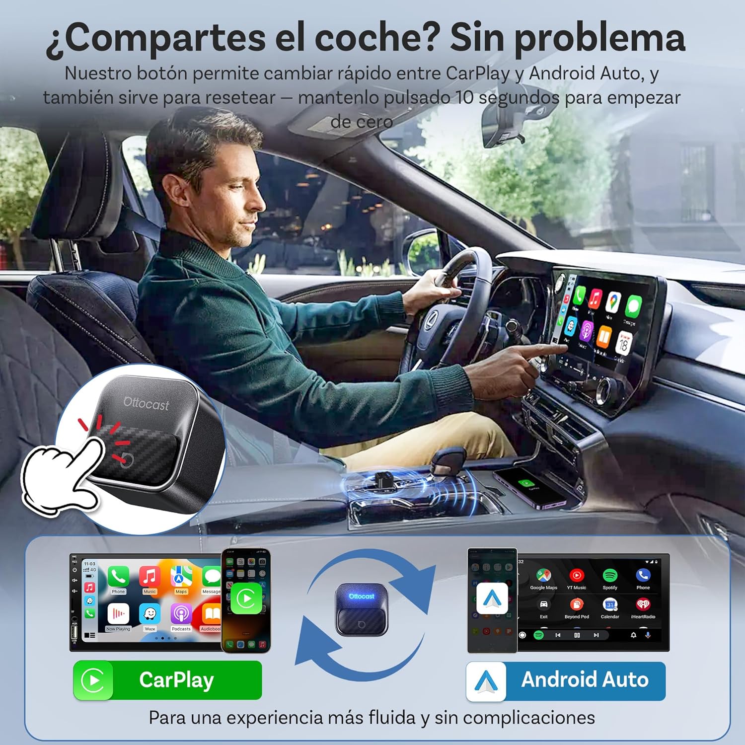 Thumbnail 2 de Ottocast Mini Core Adaptador CarPlay y Android Auto inalámbrico