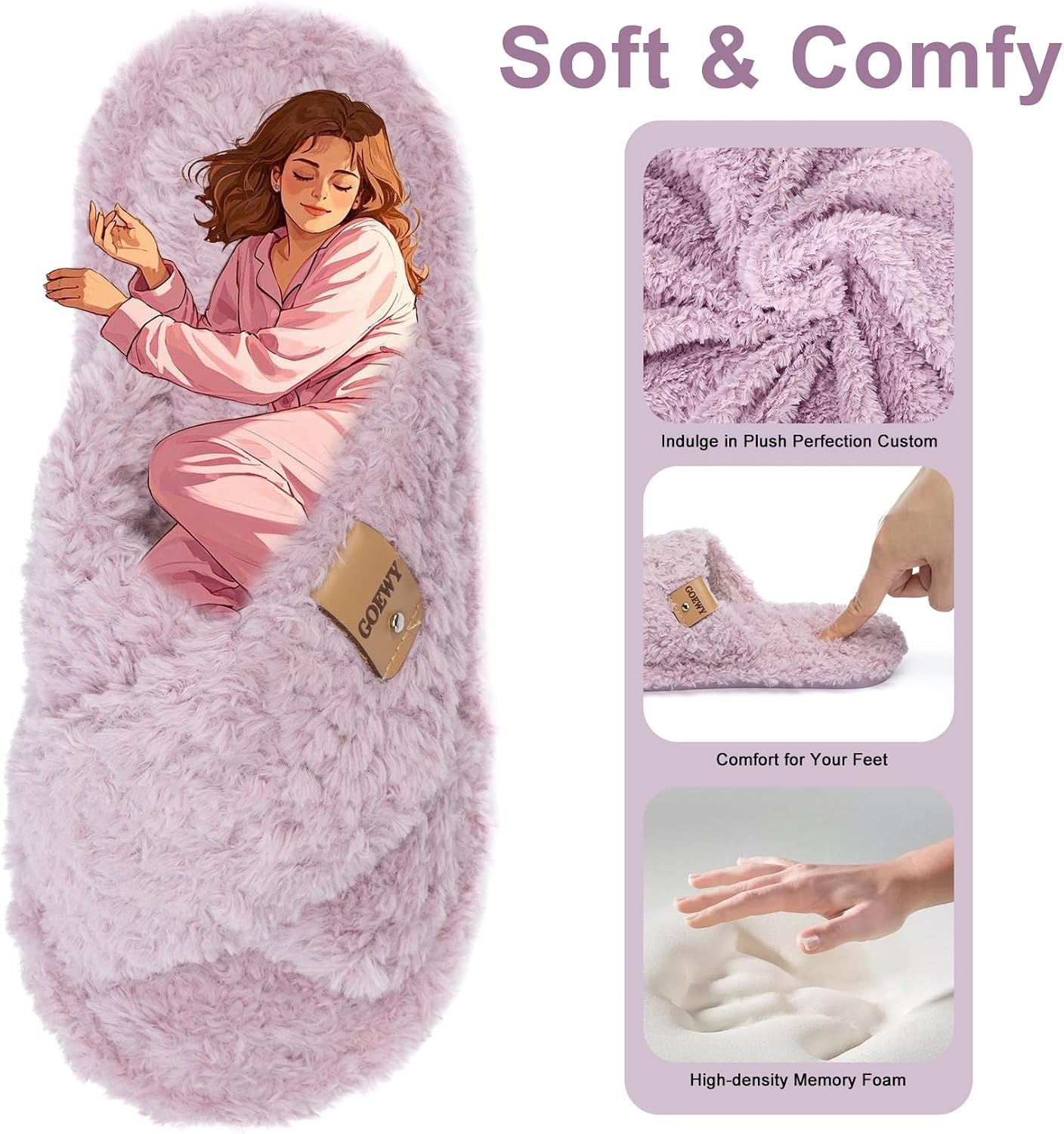 Detalle de GOEWY Open-Toe Slippers with Memory Foam
