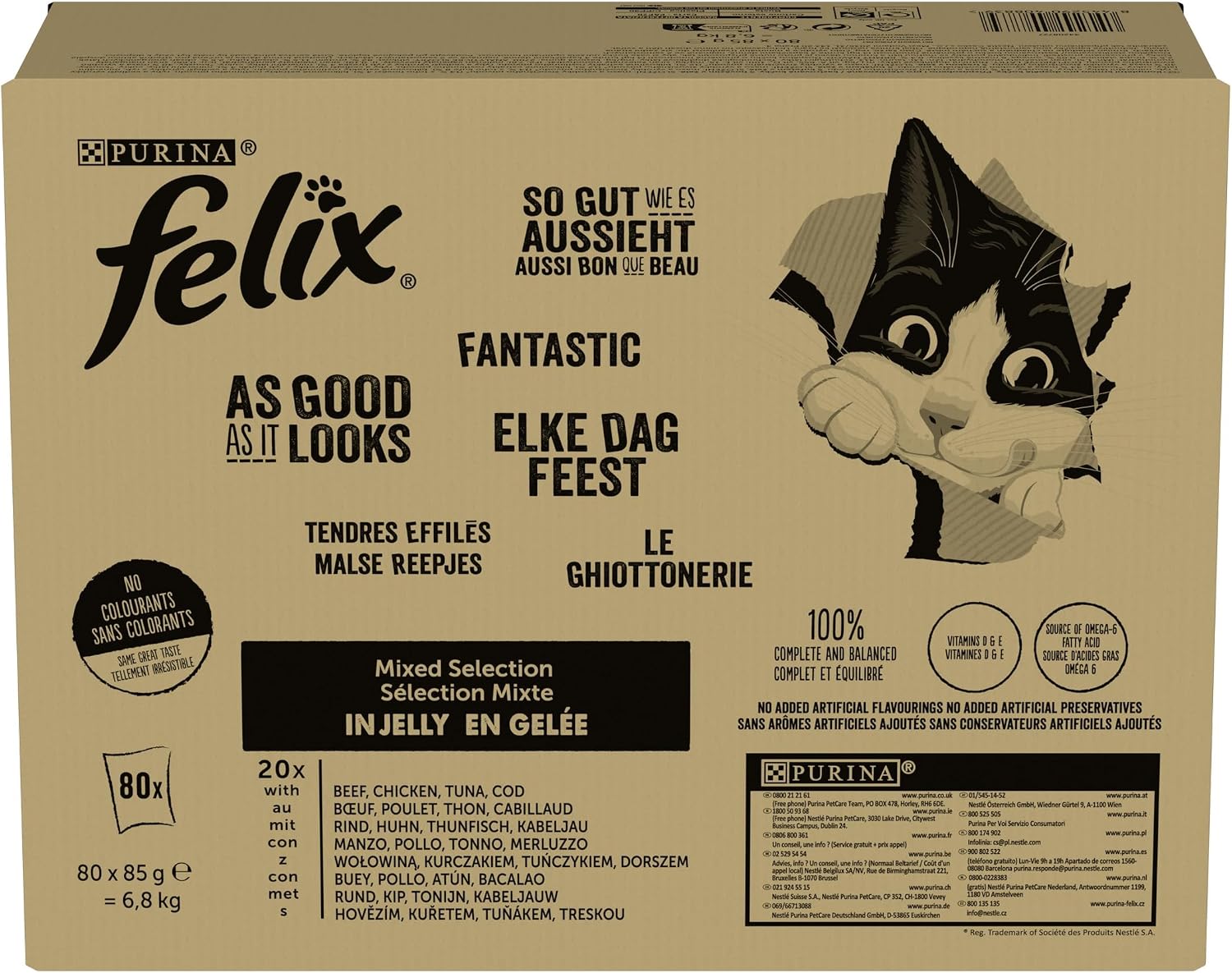 Detalle 2 de FELIX Tendres Effilés en gelée 80x85g 🐱