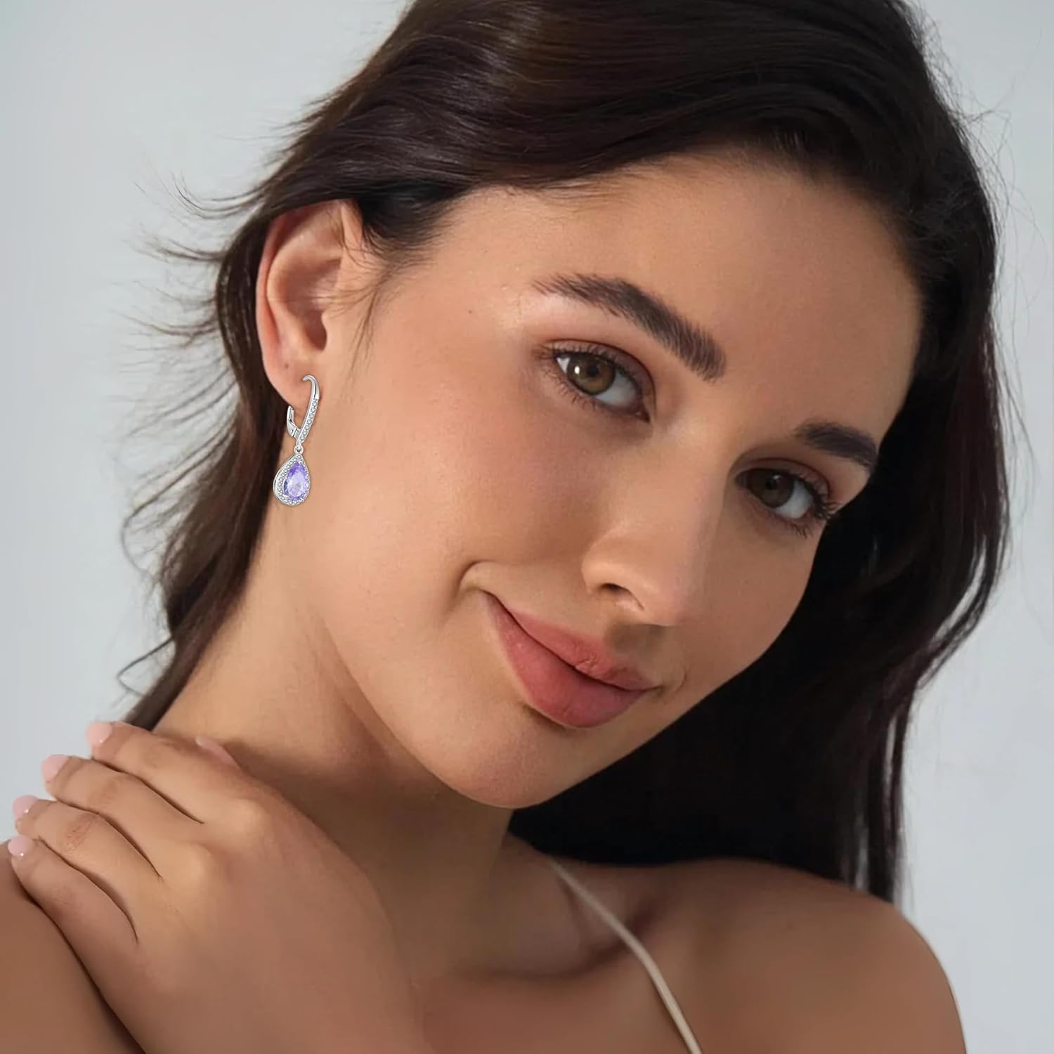 Thumbnail 2 de FJ Tropfen Hängend Ohrringe für Damen aus 925 Sterling Silber mit Geburtsstein