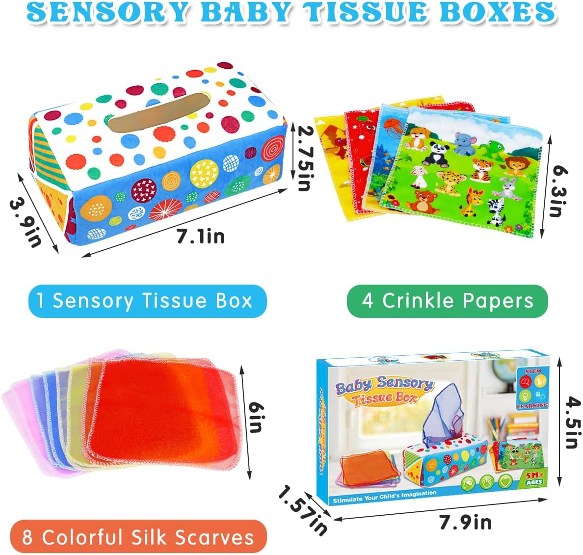 Detalle de Aiduy Baby Toys 6 to 12 Months Tissue Box Montessori Sensory Toy