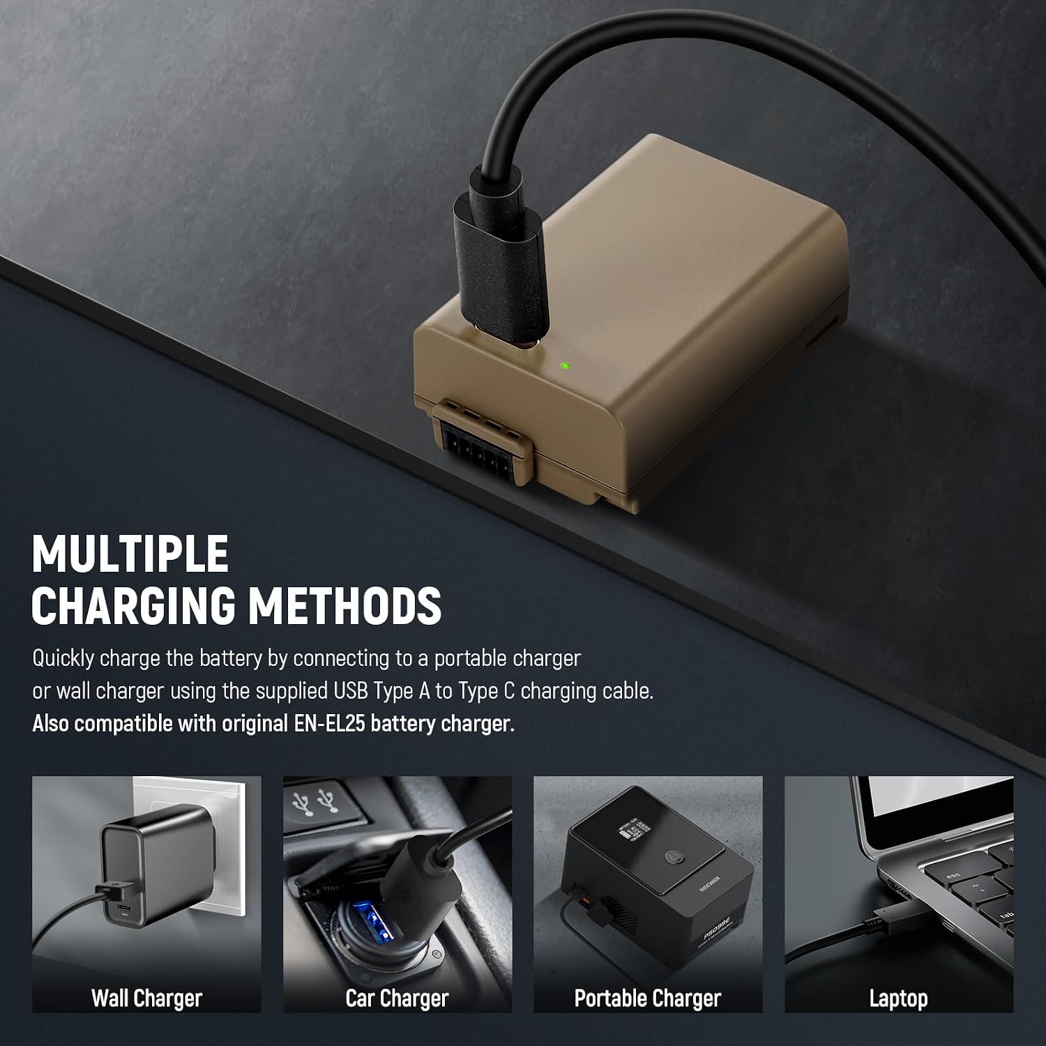 Thumbnail 6 de Batterie de remplacement NEEWER EN-EL25 (1250 mAh) pour Nikon Zfc, Z30, Z50 + charge via USB-C MH-32