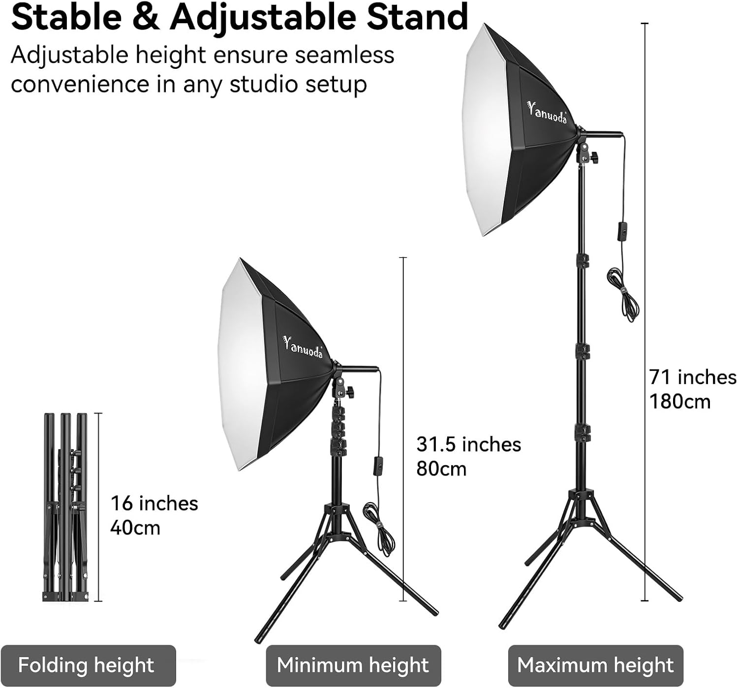 Thumbnail 5 de 20"x20" Softbox Lighting Kit (Single) — 95W Dimmable LED with Remote and 3 Colour Temperatures