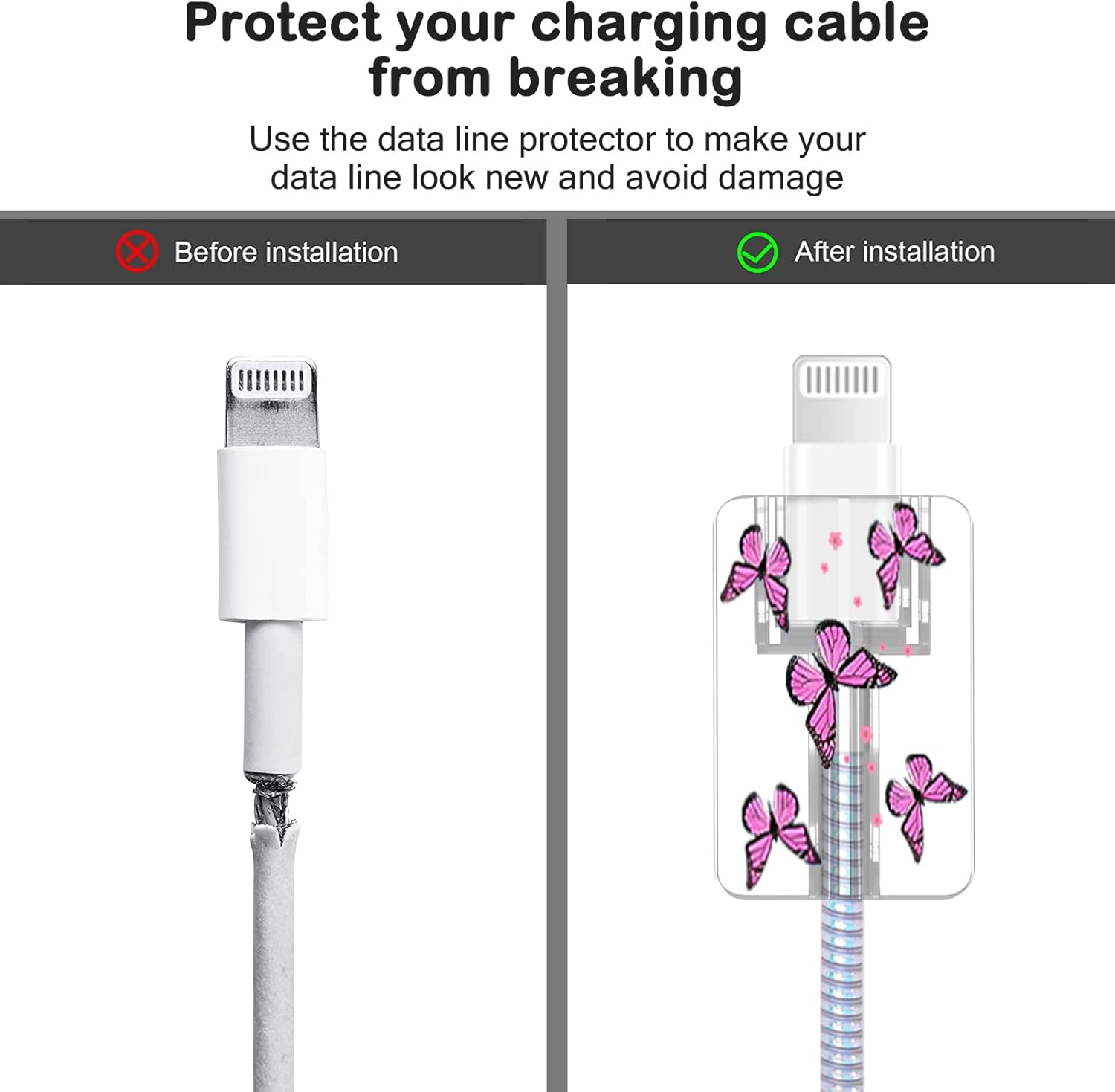 Detalle 2 de Cute Cable Protector for Apple 18W/20W USB-C Charger with Butterfly Pattern