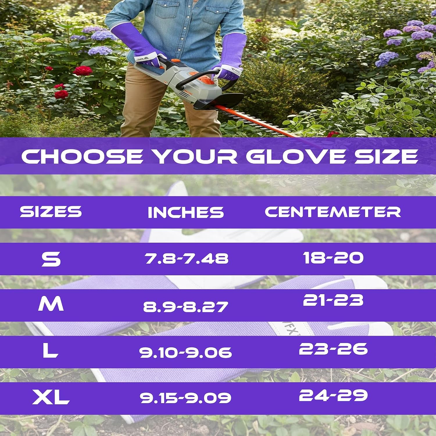 Thumbnail 6 de WFX Long Leather Gardening Gloves – Thorn-Proof Forearm Protection, Purple (Large)