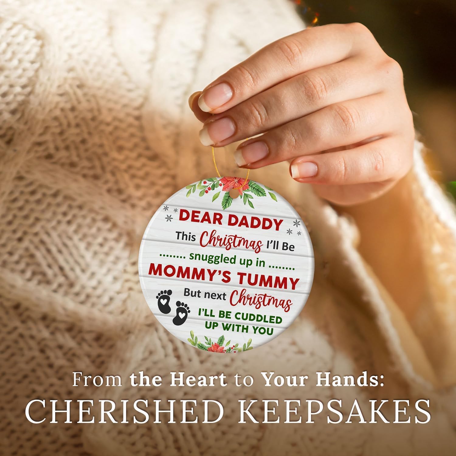 Detalle de Kapyiupo Bumps First Christmas Ornament 2026 for New Dads, Two-Sided