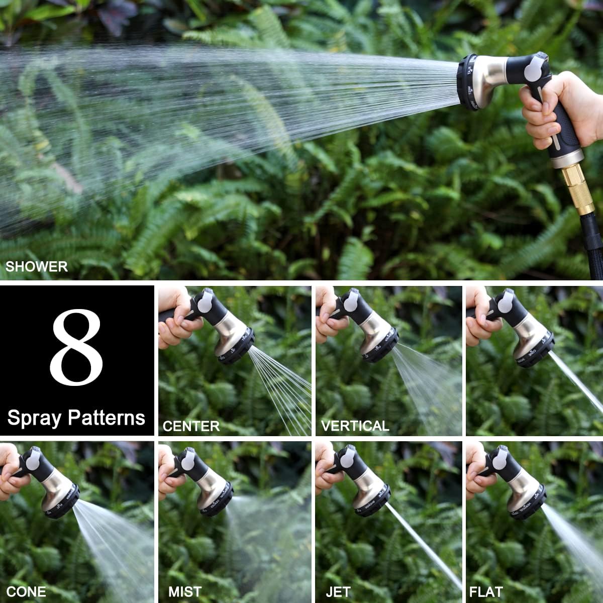 Detalle 1 de ESOW Garden Hose Nozzle, 8 Spray Patterns, Zinc Alloy, Thumb Control