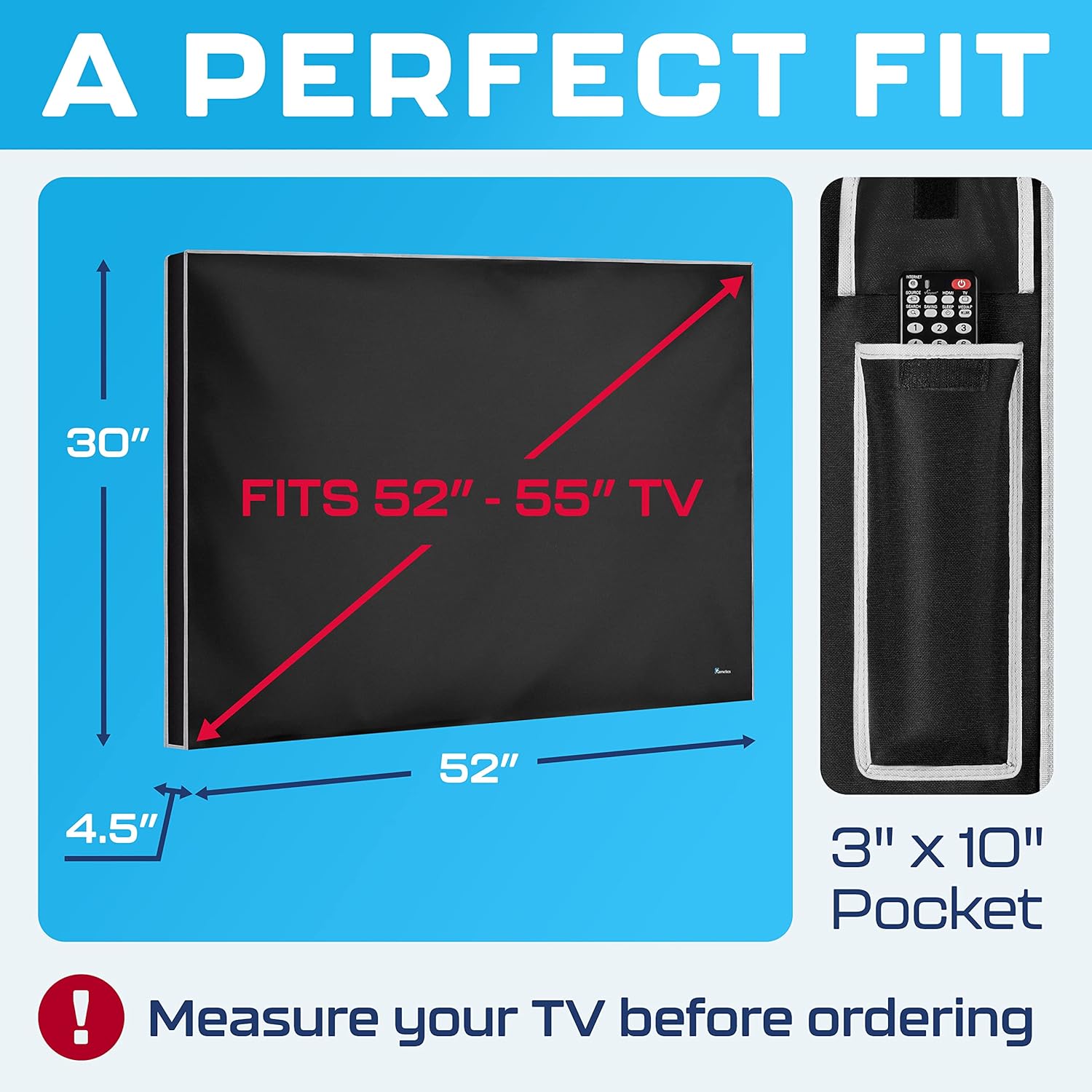 Detalle de Garnetics Outdoor TV Cover 55 Inch with Smart Shield Screen Protector