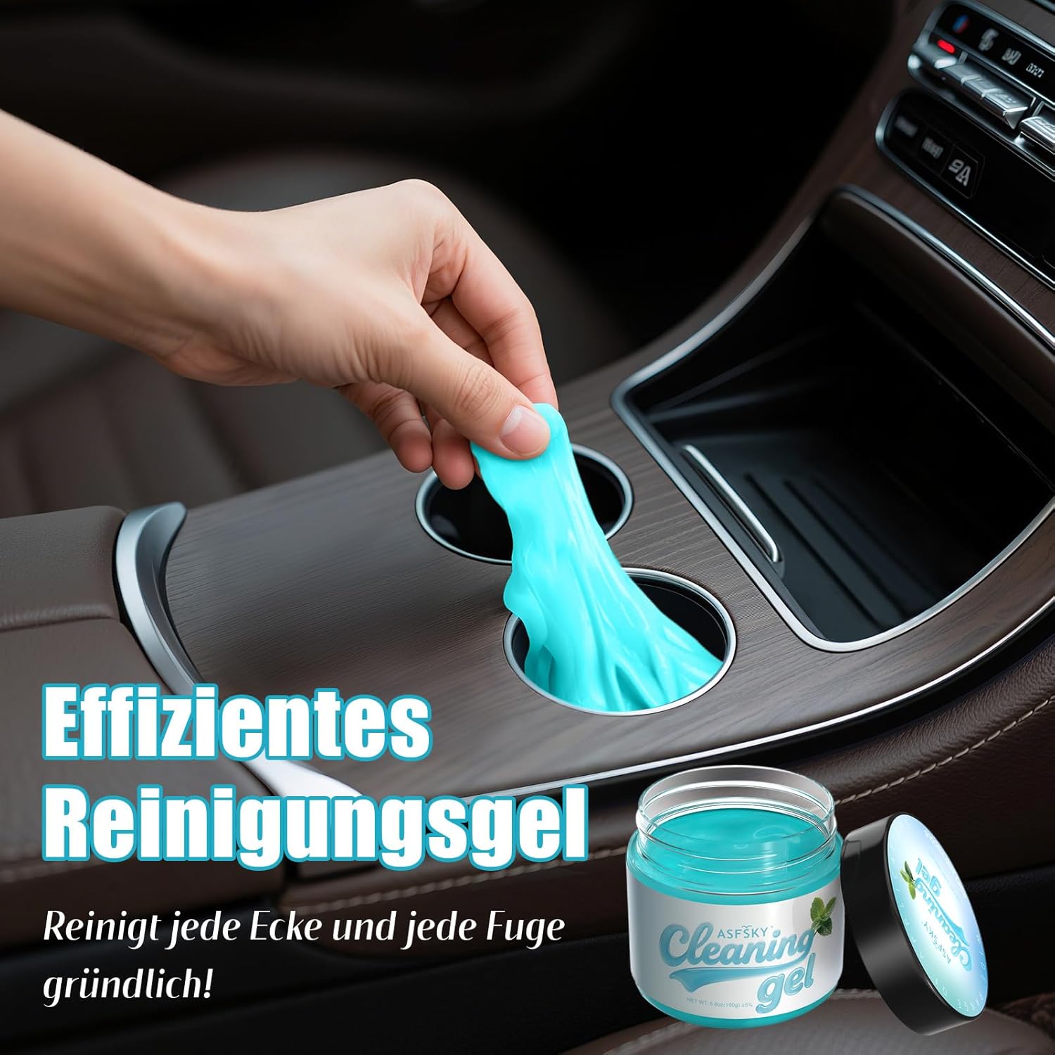 Detalle 2 de ASFSKY Gel de nettoyage pour clavier de voiture – Gel universel pour ordinateur, imprimante et appareils photo (bleu ciel)