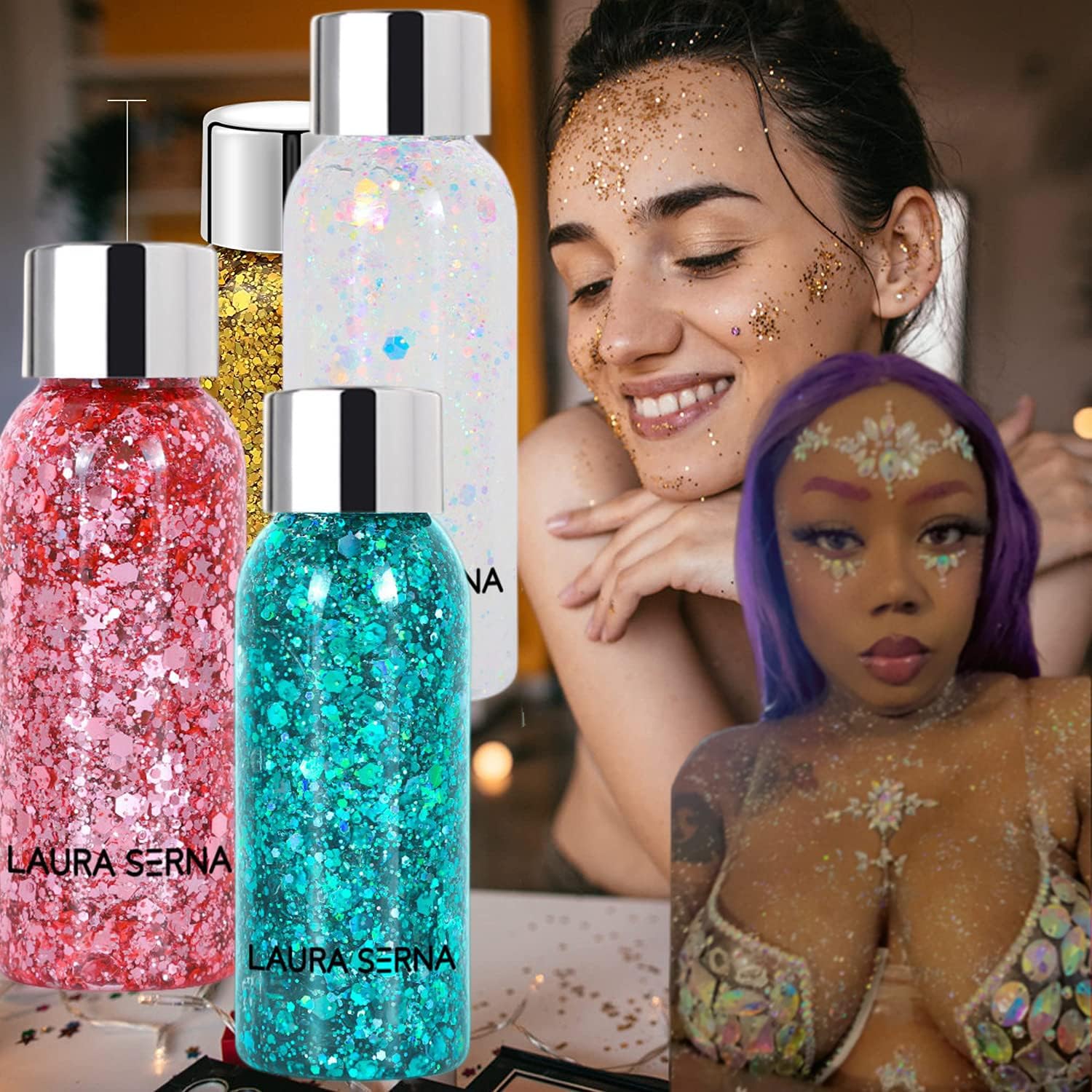 Thumbnail 3 de Confezione 9 gel glitter per corpo, viso e capelli