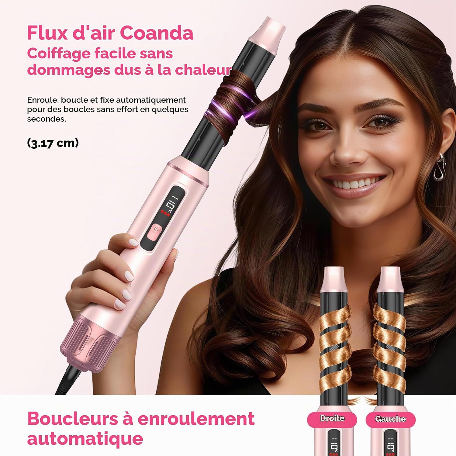 Detalle 2 de Atopskins 5-in-1 haarstyler, 1000 W met lcd-display en 30mm-krulopzetstukken