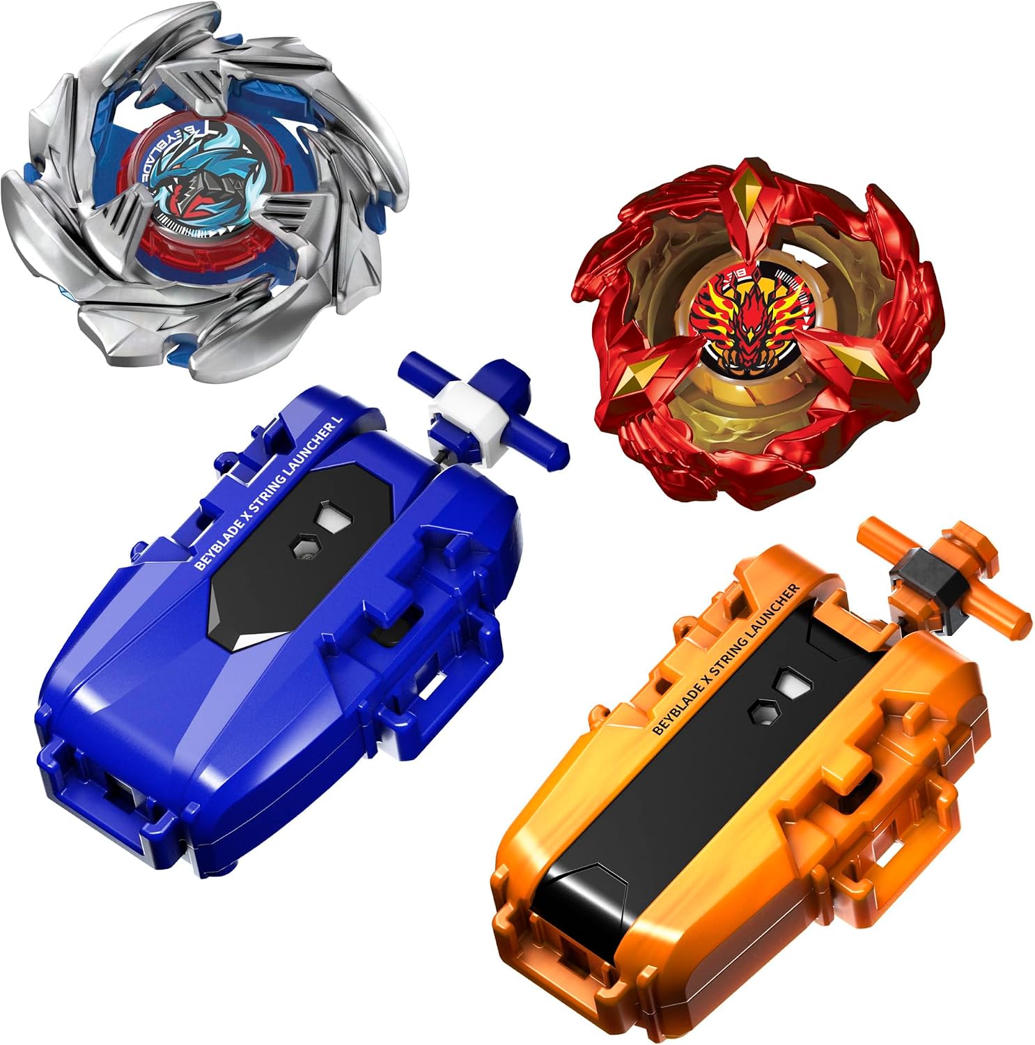 Detalle 2 de Beyblade X デラックスランチャー 2パック 左右回転ランチャーとトップ2個セット