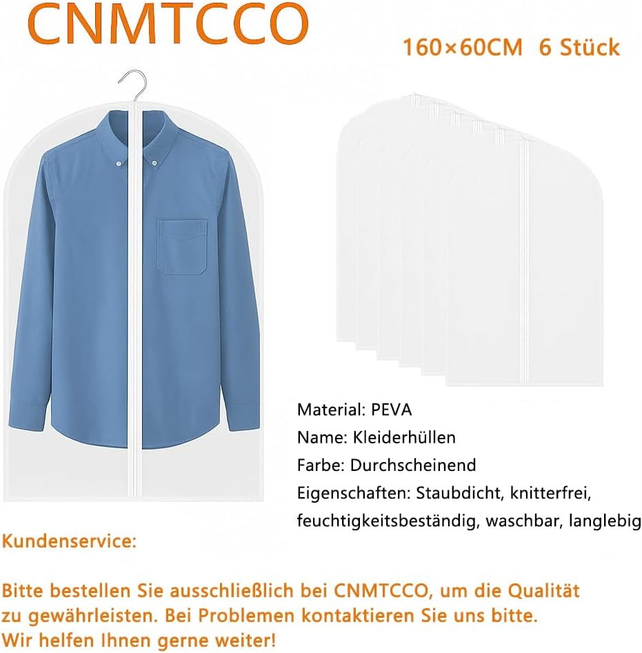Thumbnail 6 de CNMTCCO kledinghoezen met rits, set van 6, doorschijnend