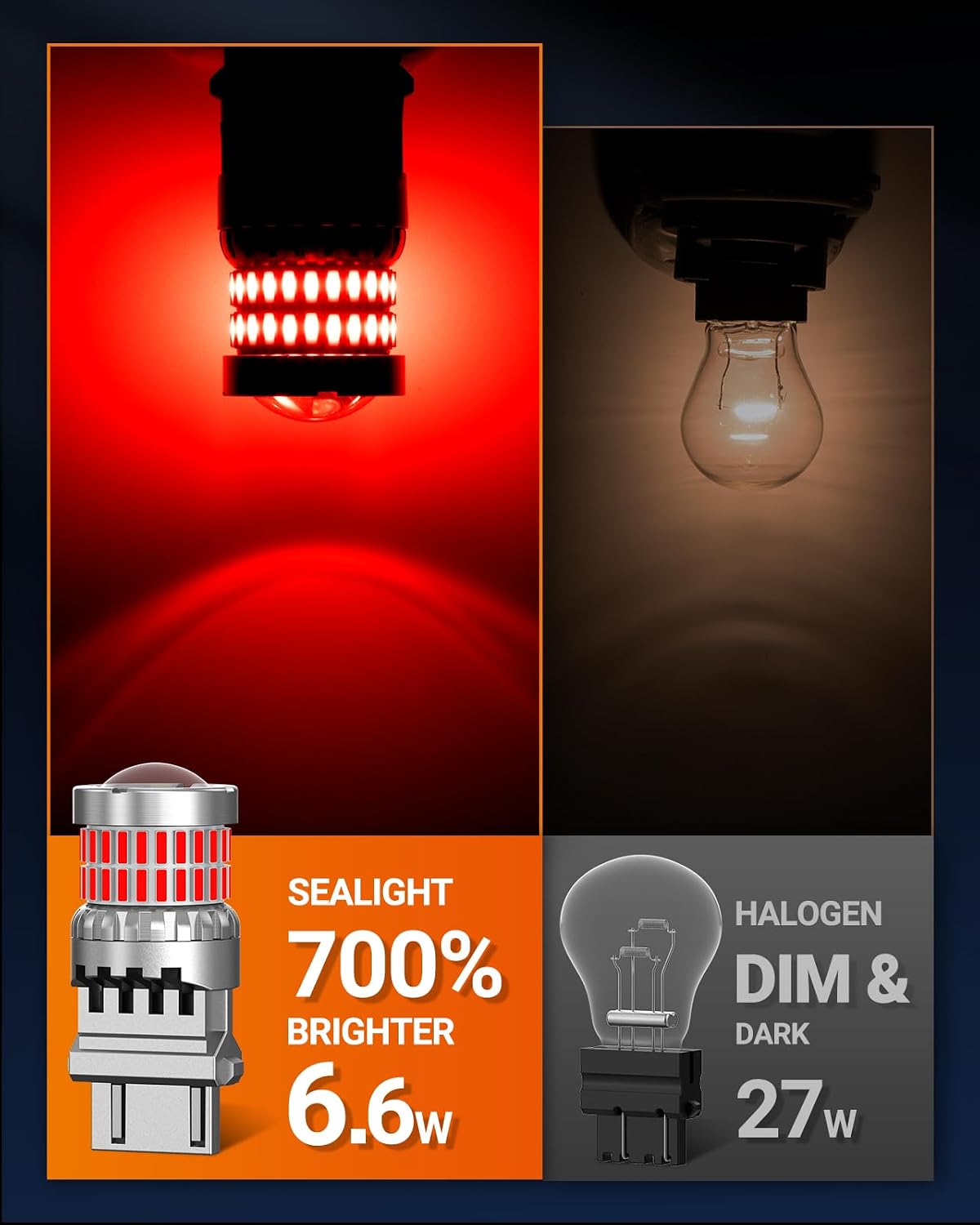 Thumbnail 1 de SEALIGHT 3157 LED Brake Light Bulbs, Red 3157/3156/4157 Family — 1425 Lumens, Projector Lens, Pack of 2