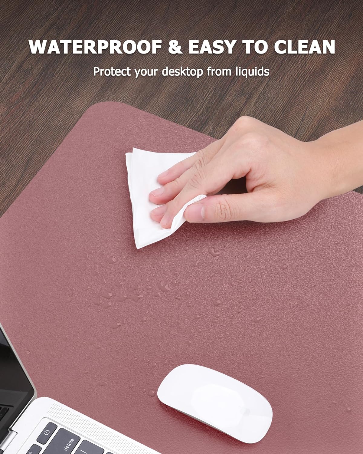Thumbnail 4 de MOLMO Non-Slip Desk Mat (Dark Pink) – Waterproof desk protector, large mouse pad & laptop mat, 120 x 43 cm