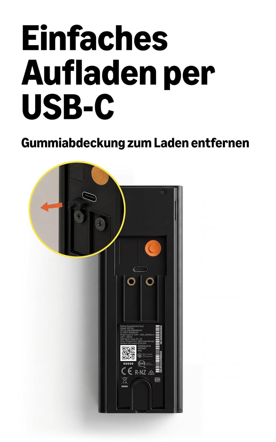 Detalle de Ring Akku-Videotürklingel (Neueste Gen.) mit Retinal 2K, 6x Zoom & Chime Pro – Komplettpaket