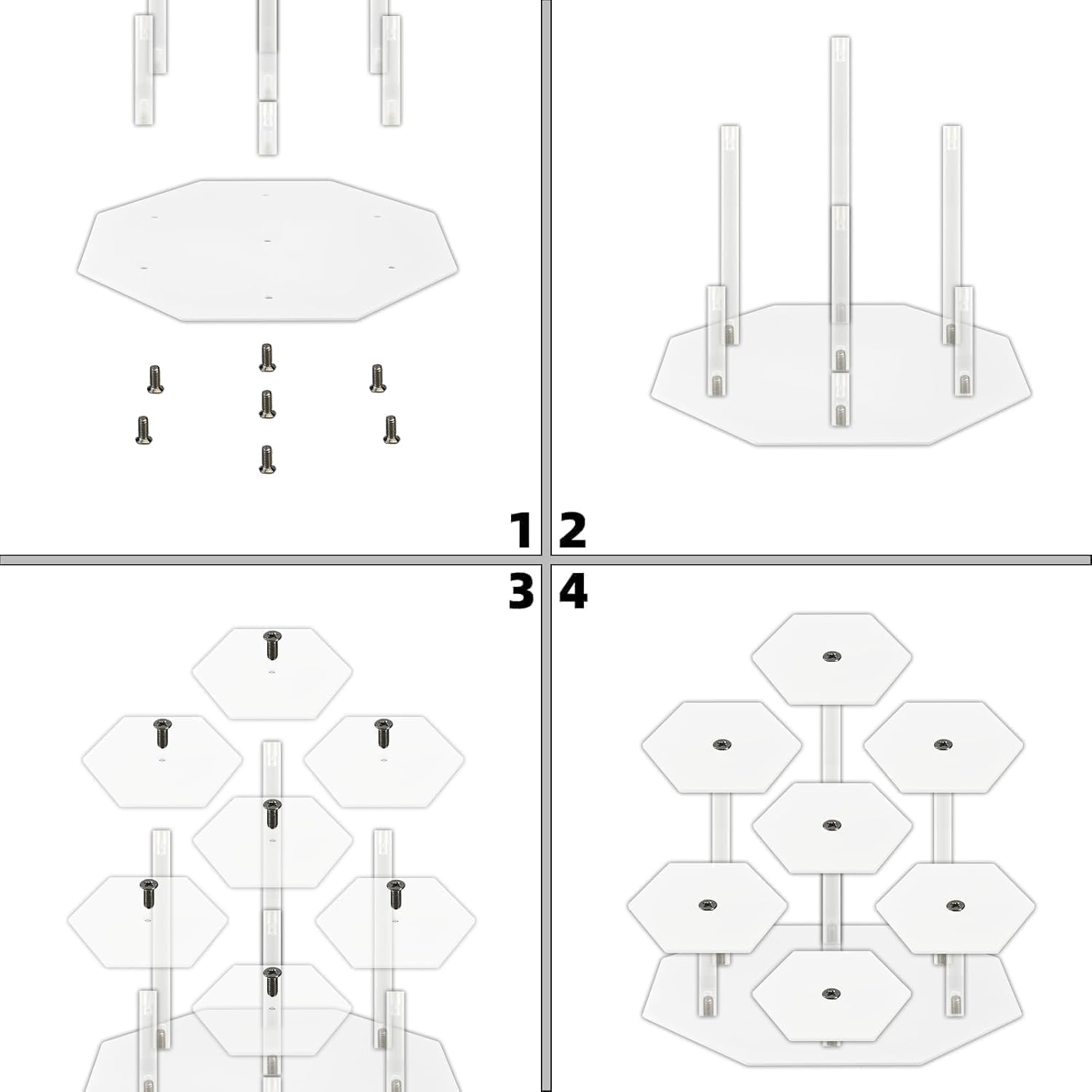 Detalle 2 de P PIPITA ZSJ-22cm 7-Tier Clear Acrylic Hexagon Display Stand