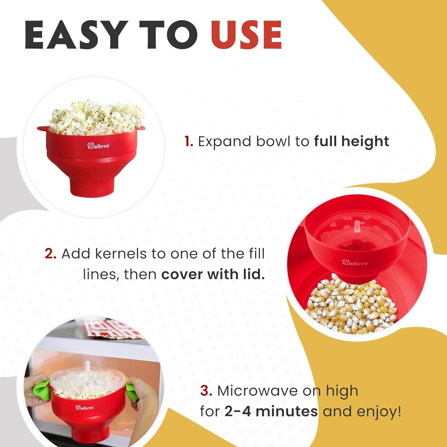 Thumbnail 2 de The Original Salbree Collapsible Silicone Microwave Popcorn Popper Maker (Aqua) — Microwavable Bowl for Up to 16 Cups