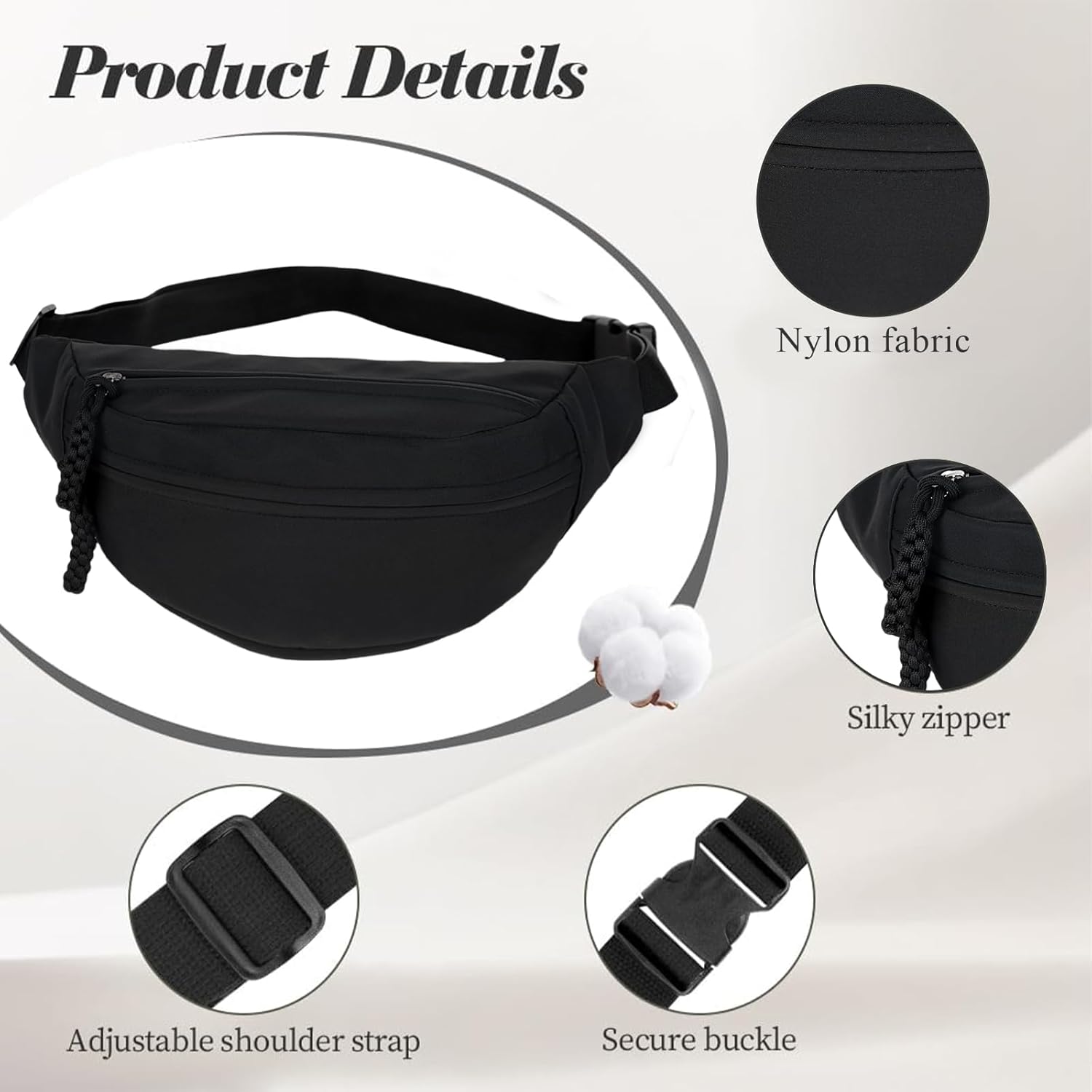 Detalle 2 de Aucuu Marsupio Donna Uomo in Nylon – versatile e pratico marsupio a fascia