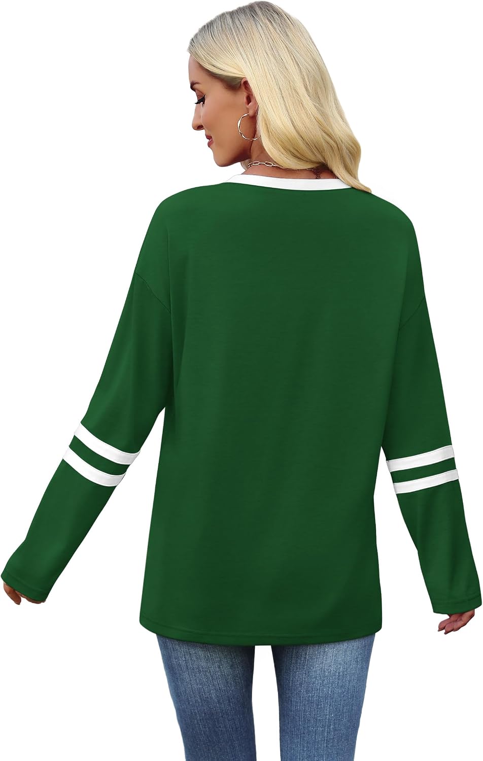 Detalle 1 de Sampeel Long Sleeve Color-Block Shirt for Women with Crew Neck and Striped Sleeves