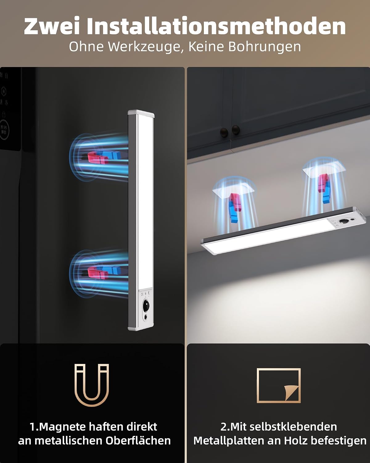 Thumbnail 6 de EZVALO Schrankbeleuchtung 23 cm mit Fernsteuerung & Bewegungsmelder – 5 Stück, USB-Unterbauleuchte, 5700K