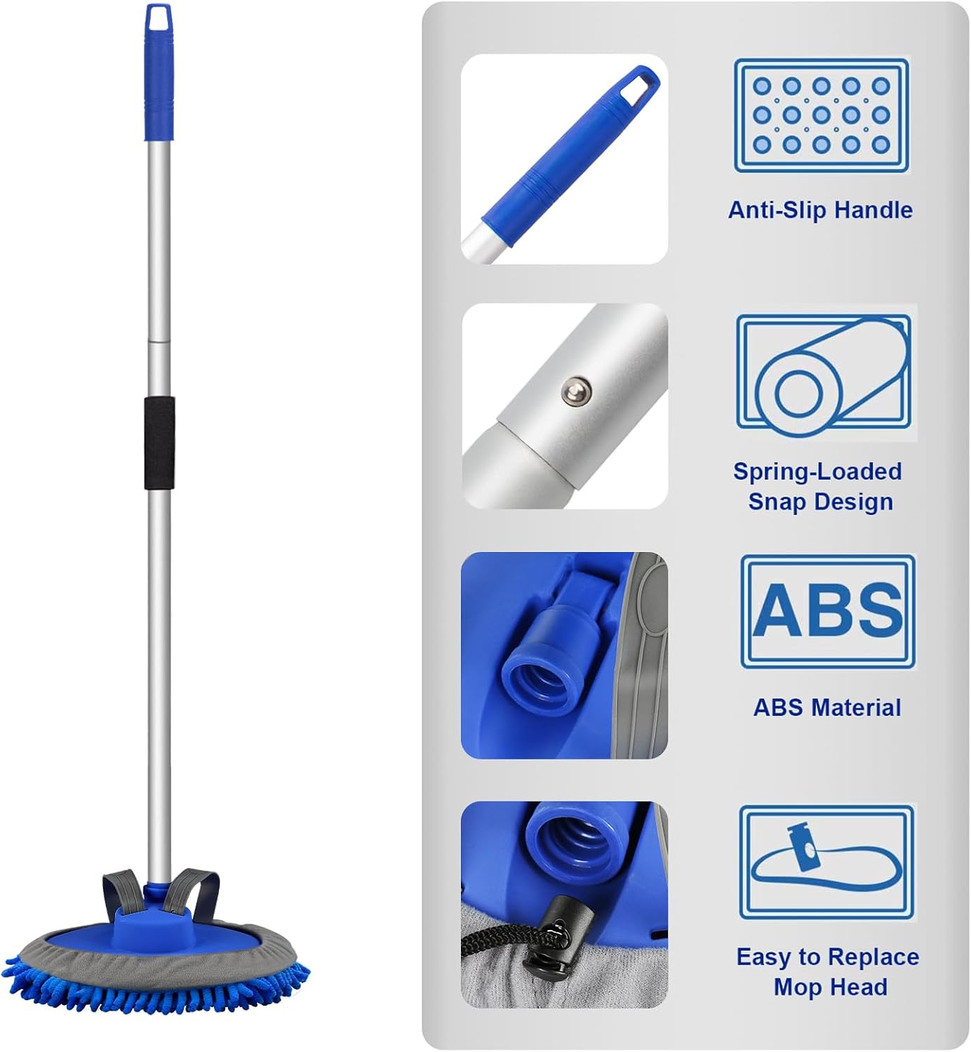 Thumbnail 4 de anngrowy 62" Microfiber Car Wash Brush with Long Handle – 2-in-1 Mop Head for Easy Vehicle Cleaning