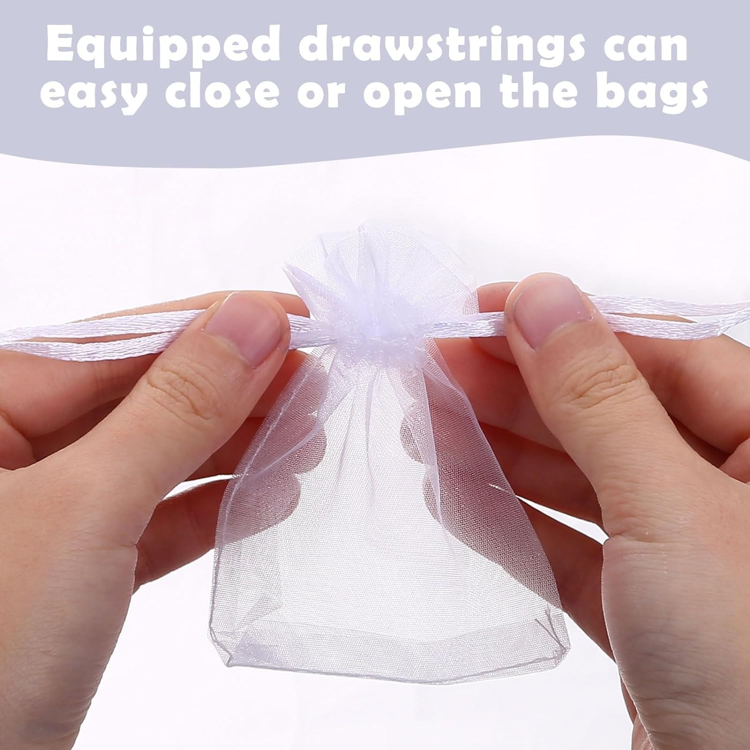 Detalle de Naler NL-EU-005 organza zakjes, wit, 7 x 9 cm, set van 120