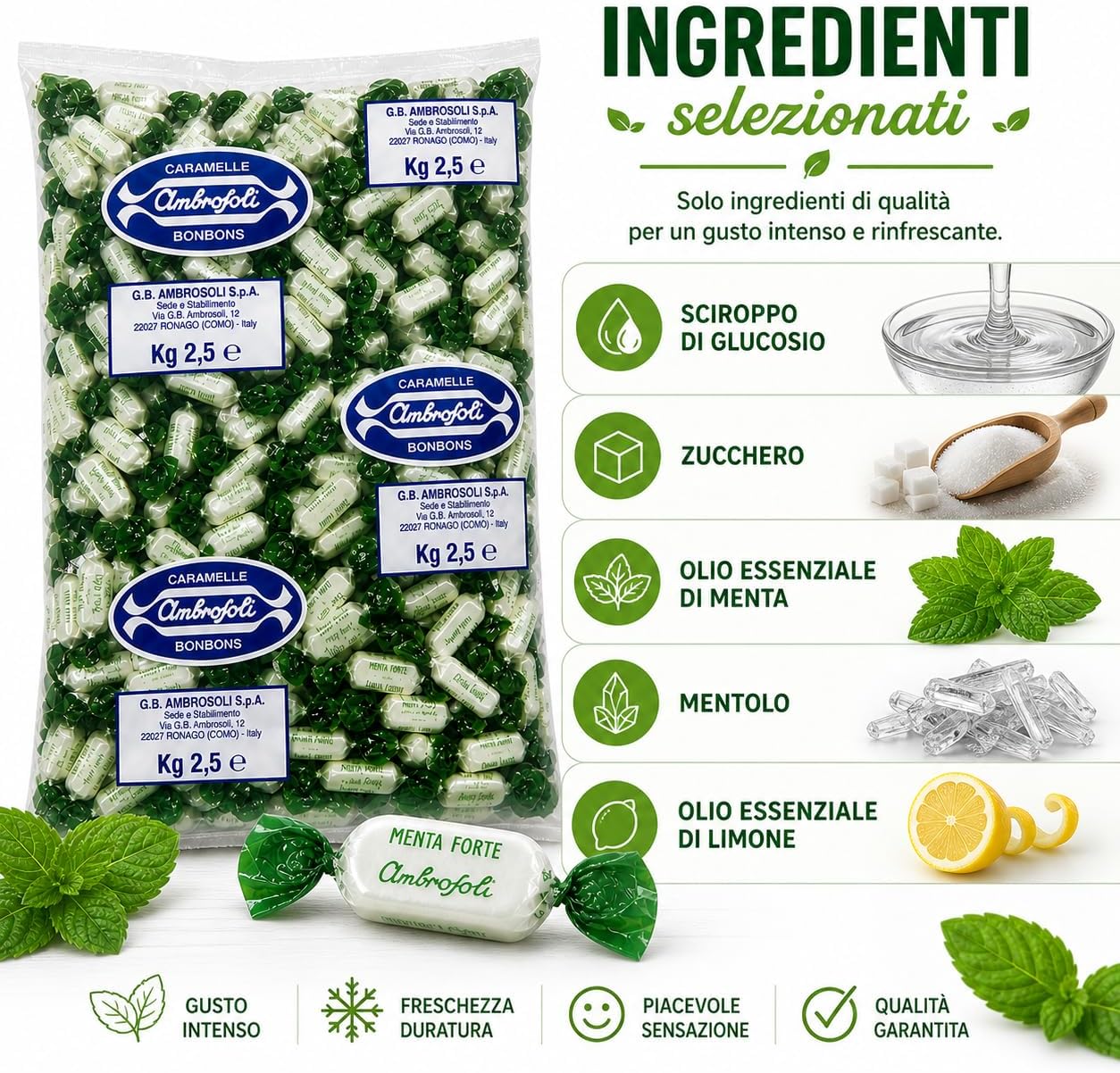 Thumbnail 2 de Ambrosoli Caramelle Menta Forte – Caramelle alla Menta Forte, Senza Glutine, Busta da 2,5 kg