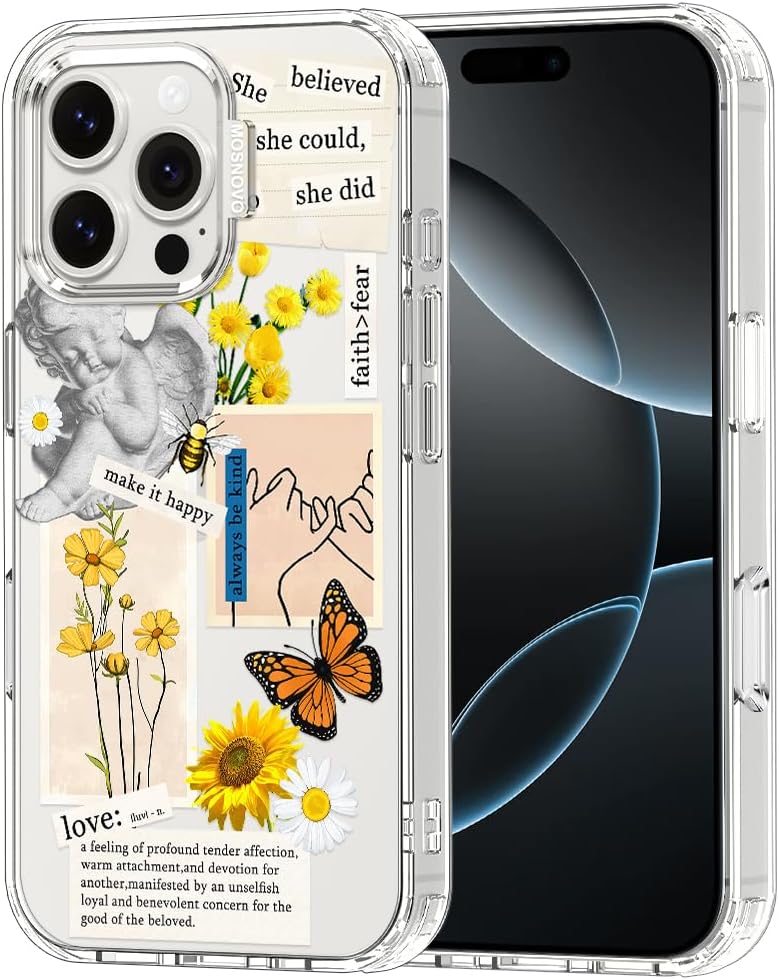 Detalle de MOSNOVO Case for iPhone 16 Pro Max with Buffertech Drop Protection and Vintage Collage Art