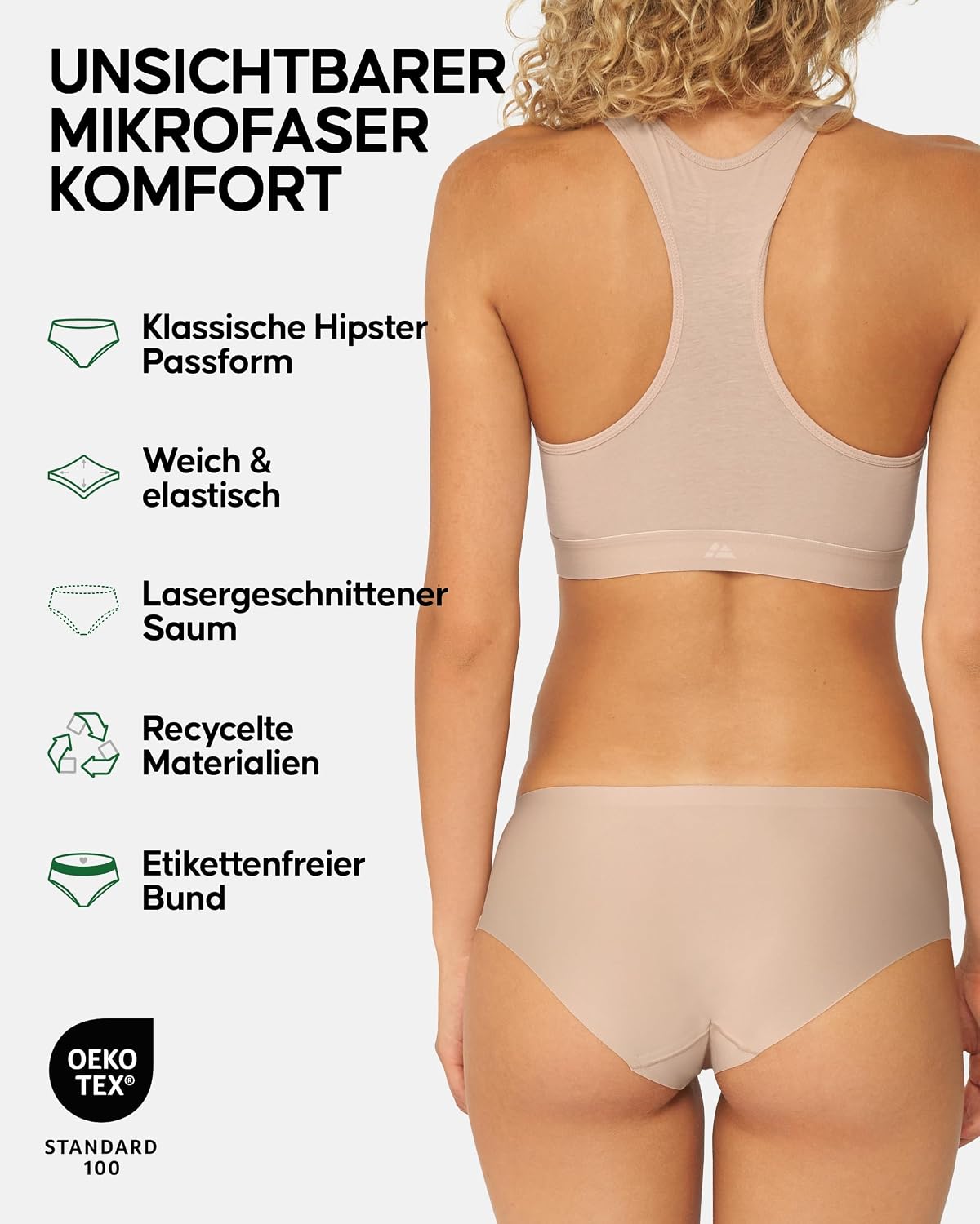 Thumbnail 1 de DANISH ENDURANCE Unsichtbare Hipster Slip Damen – Mikrofaser No-Show Unterwäsche im 3er/5er Pack