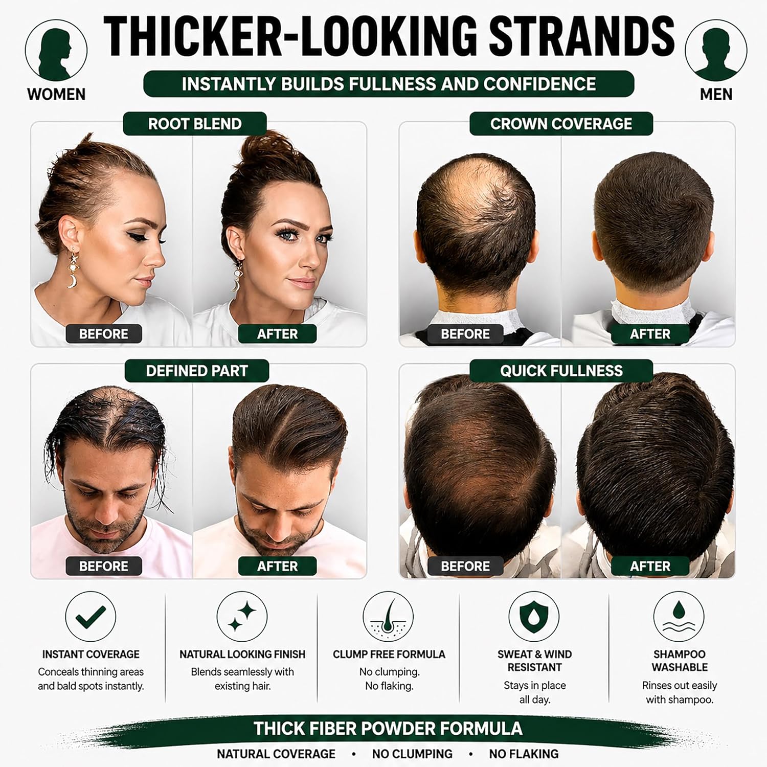 Thumbnail 3 de THICK FIBER Hair Building Fibers in Dark Brown (28g) — Concealer for Thinning Hair