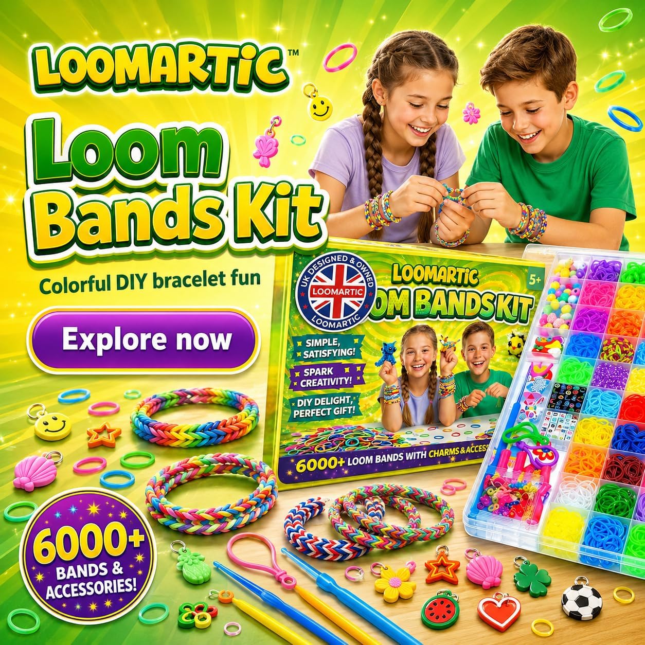 Thumbnail 4 de Loomartic 6000+ Elastic Rubber Loom Bands Kit