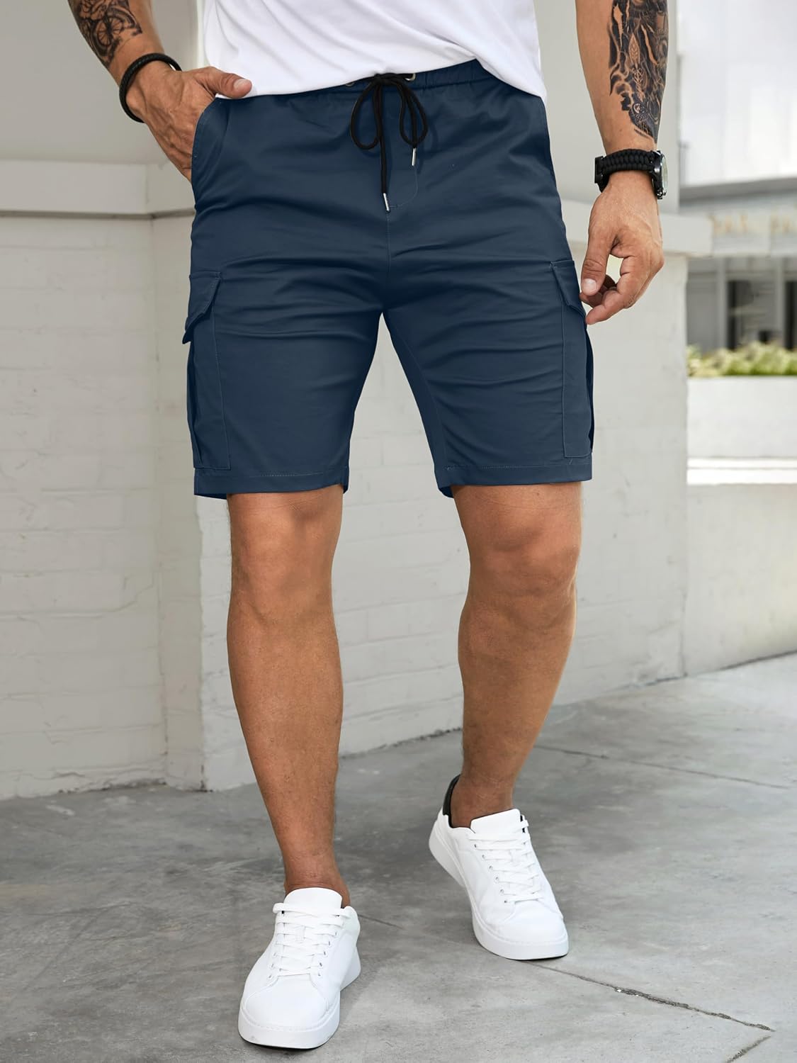 Detalle de Elegancity Men's Combat Cargo Work Shorts – Casual Summer Cotton Jogging Shorts, Regular Fit with Pockets (S-XXL)