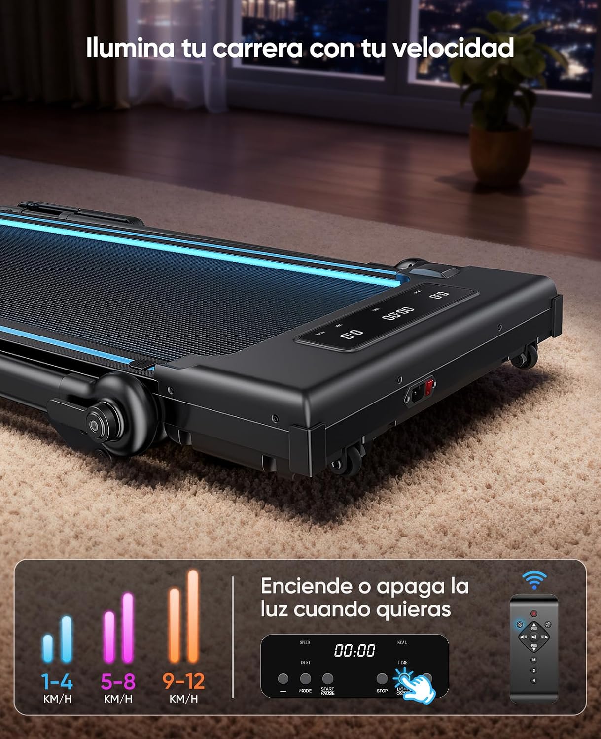 Detalle de RUNIMON Cinta de Correr Plegable 6 en 1 con Inclinación, RGB y App