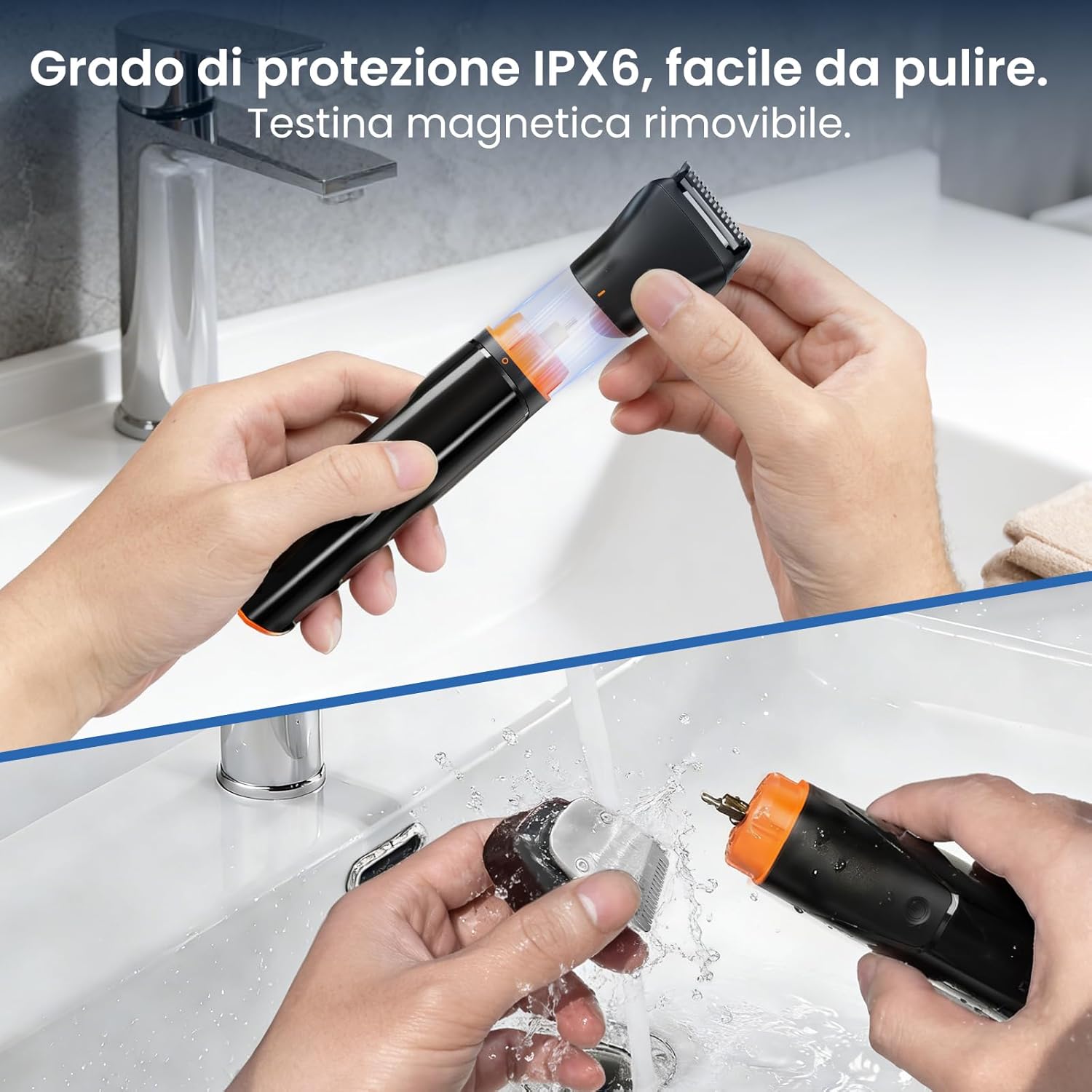 Thumbnail 5 de MAXGROOM Regolabarba Uomo 6 in 1 con 2 velocità, autonomia 120 min e testine magnetiche (IPX6, USB-C)