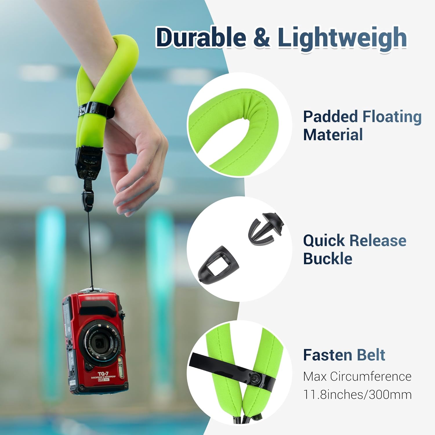Thumbnail 1 de JJC Floating Wrist Strap for Underwater Cameras (Olympus TG-5/TG-6, Nikon W300, GoPro & more)